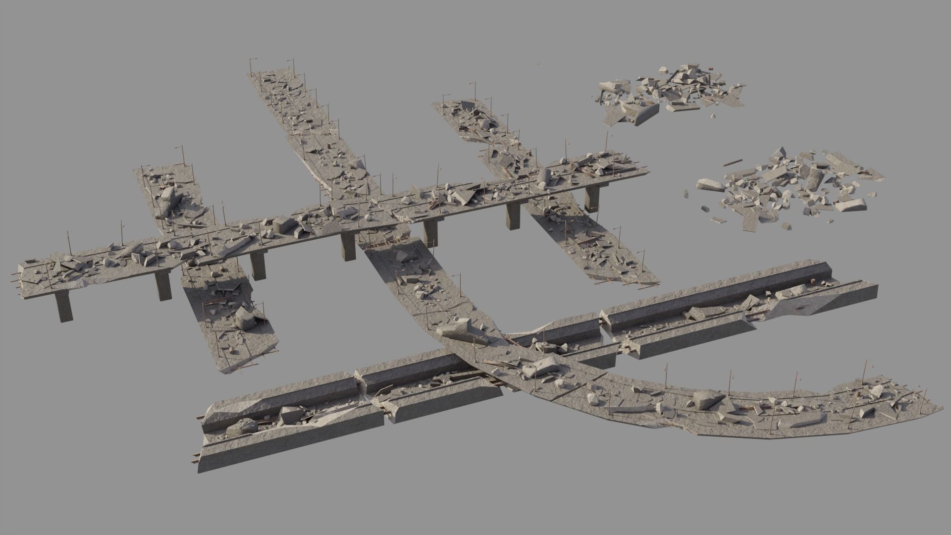 Post Apocalyptic Ruined City 3D Model Collection_29