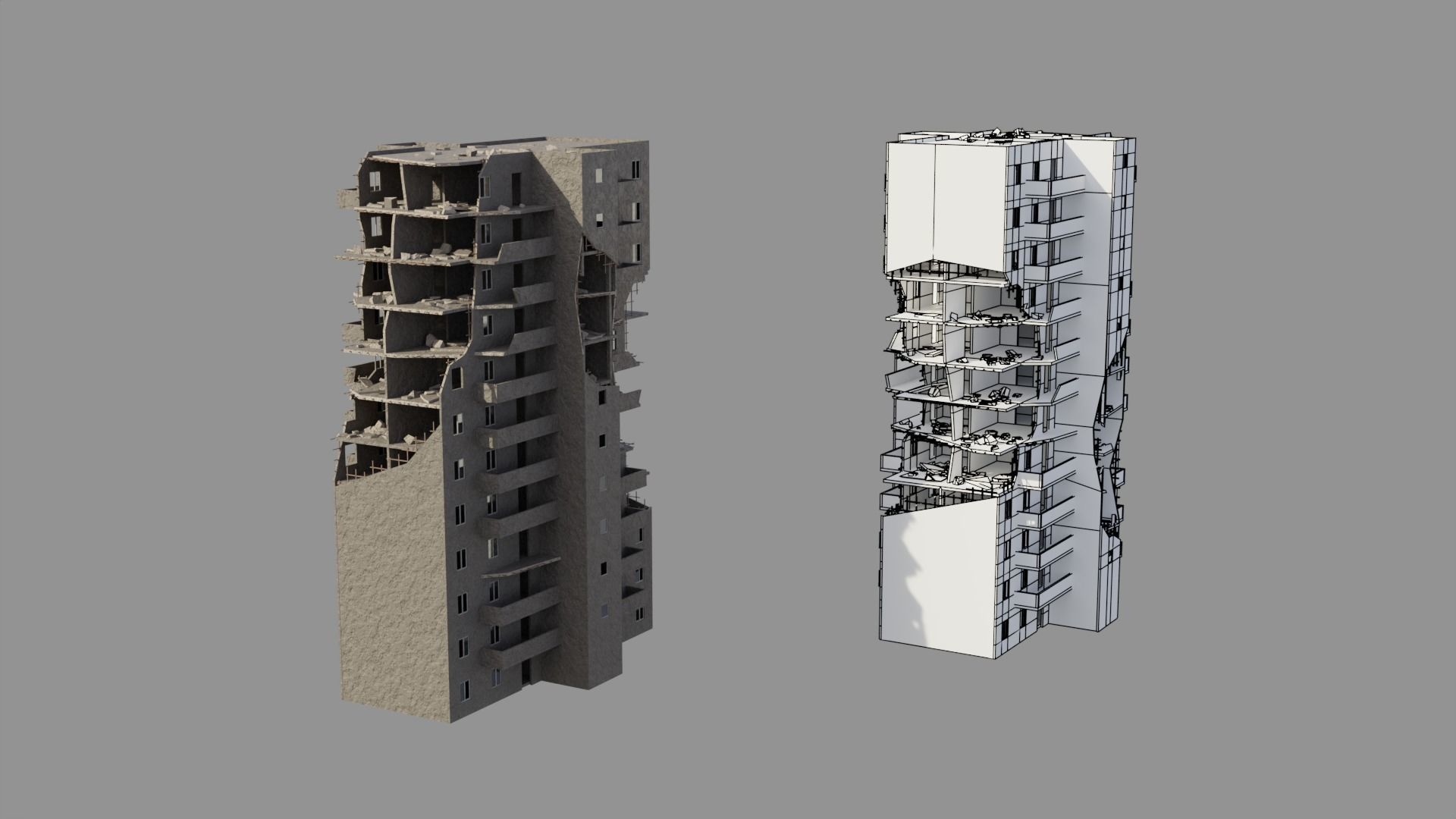 Post Apocalyptic Ruined City 3D Model Collection_12