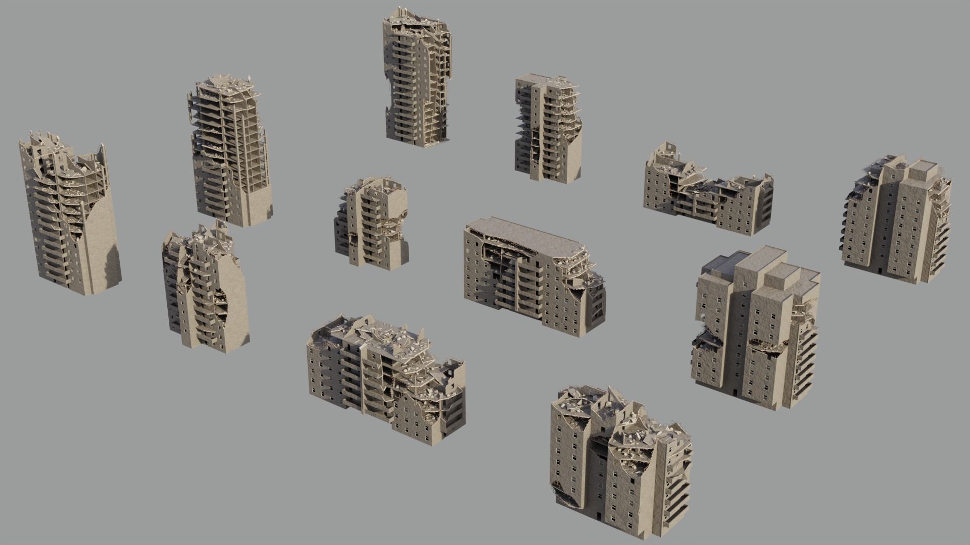 Post Apocalyptic Ruined City 3D Model Collection_31