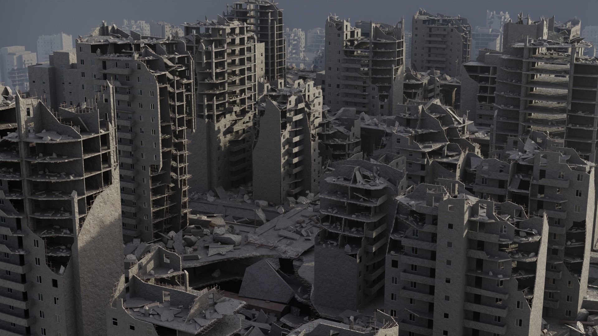 Post Apocalyptic Ruined City 3D Model Collection_2