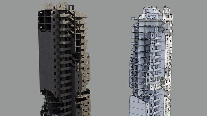 Post Apocalyptic Ruined City 3D Model Pack 7