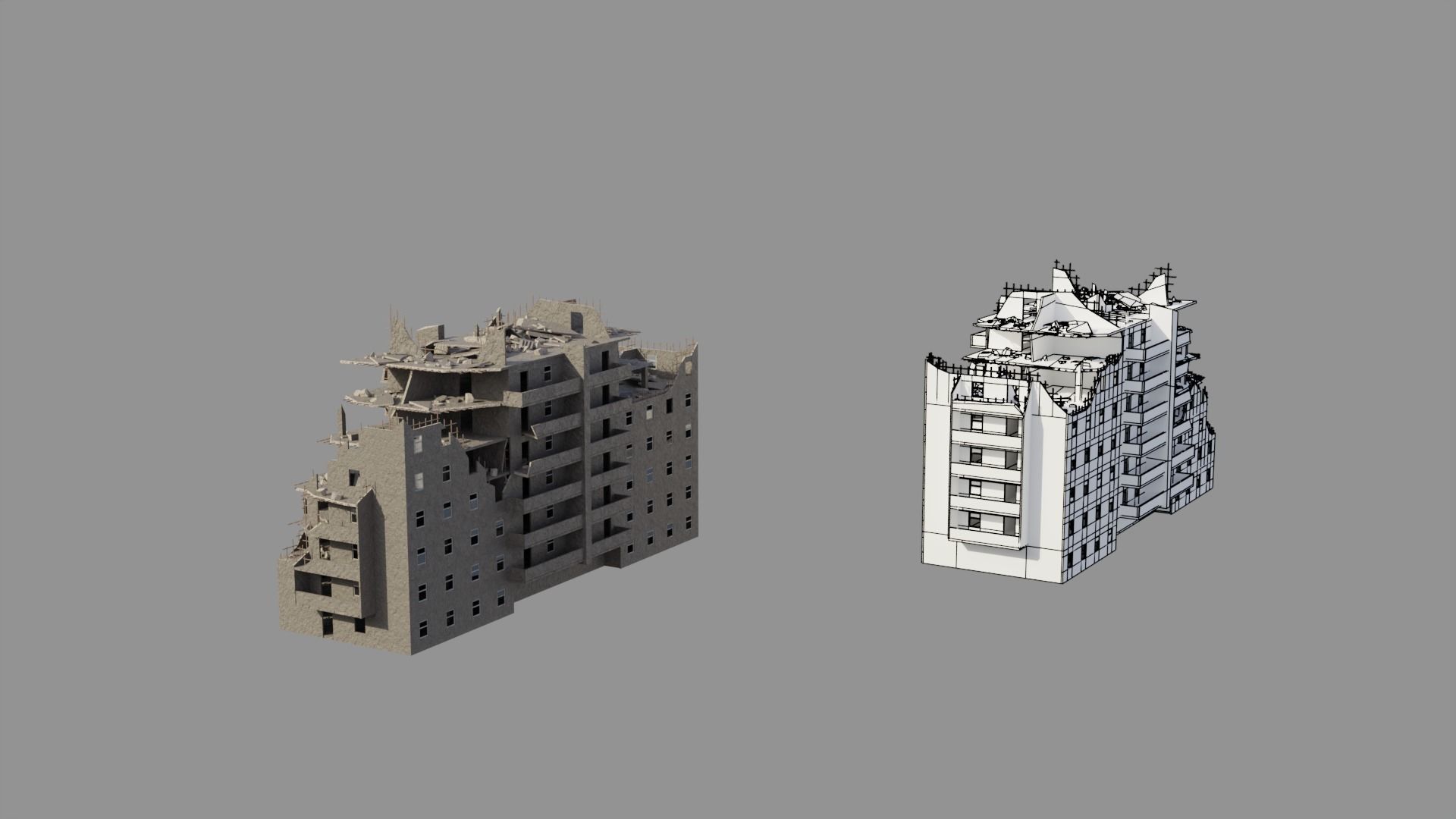 Post Apocalyptic Ruined City 3D Model Collection_18