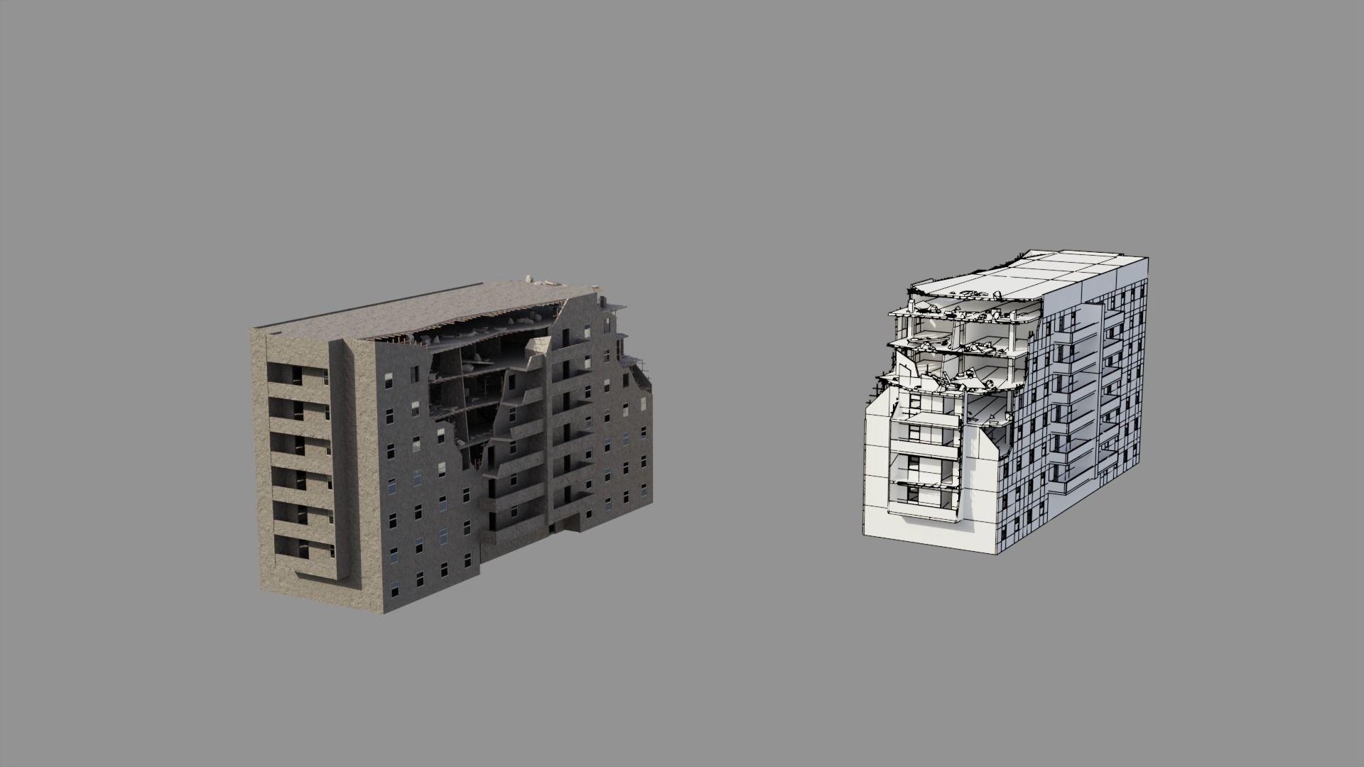 Post Apocalyptic Ruined City 3D Model Collection_17