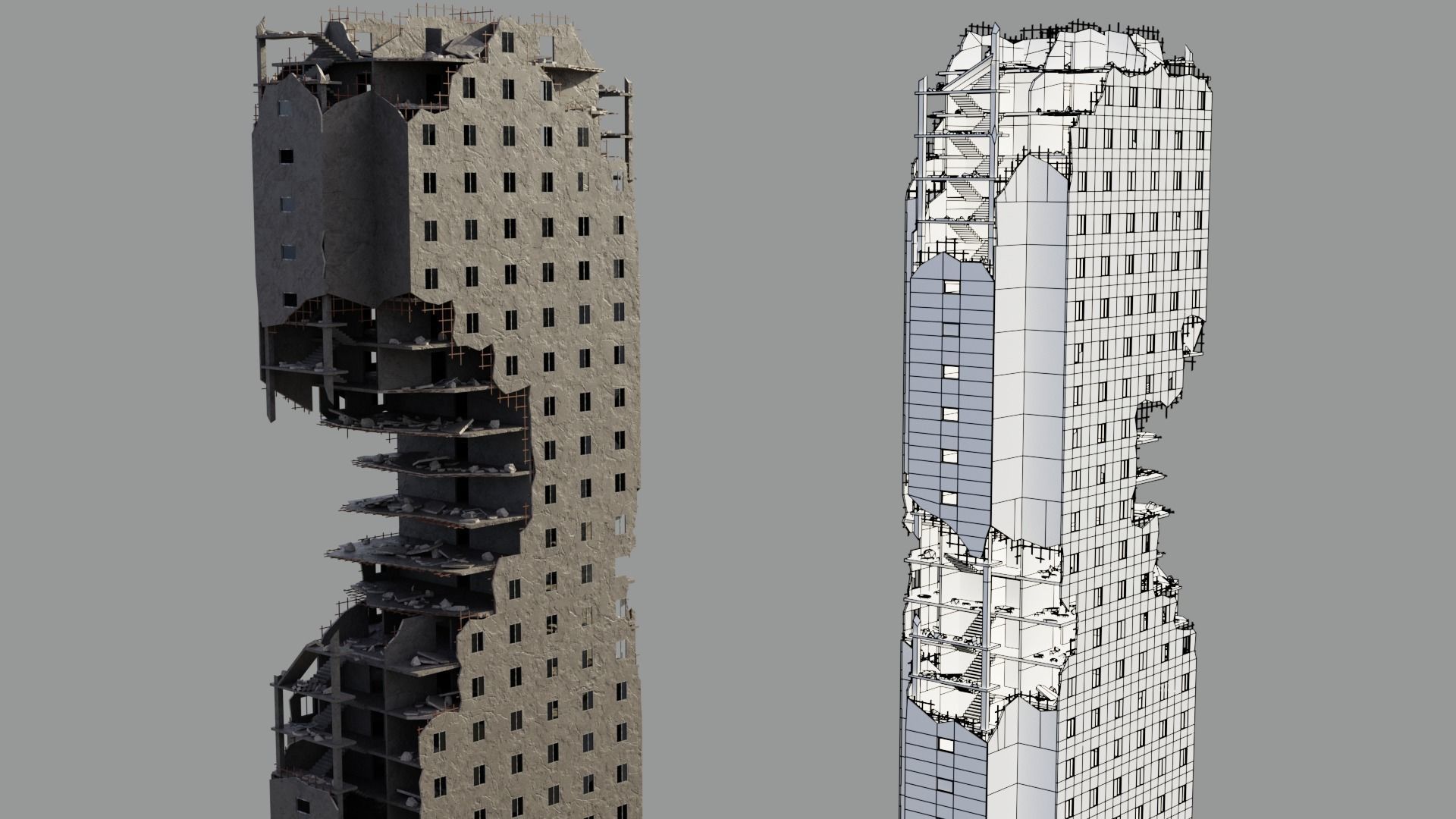 Post Apocalyptic Ruined City 3D Model Collection_27