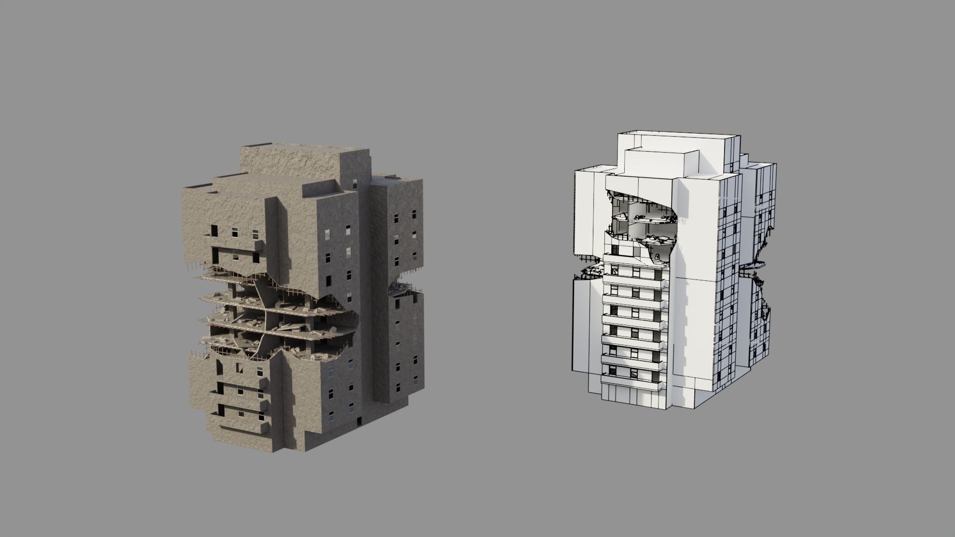 Post Apocalyptic Ruined City 3D Model Collection_11