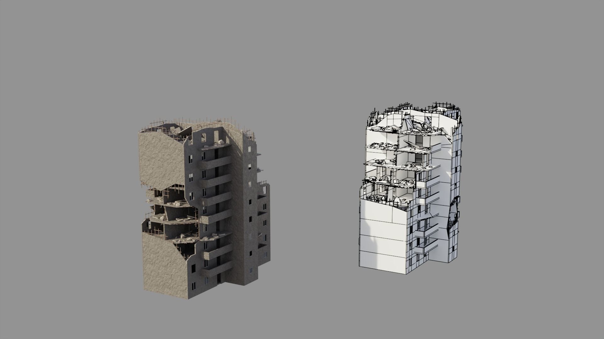 Post Apocalyptic Ruined City 3D Model Collection_10