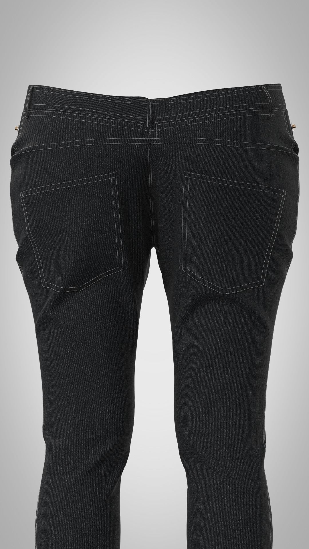 v shaped back yoke jeans for female 3D model_2