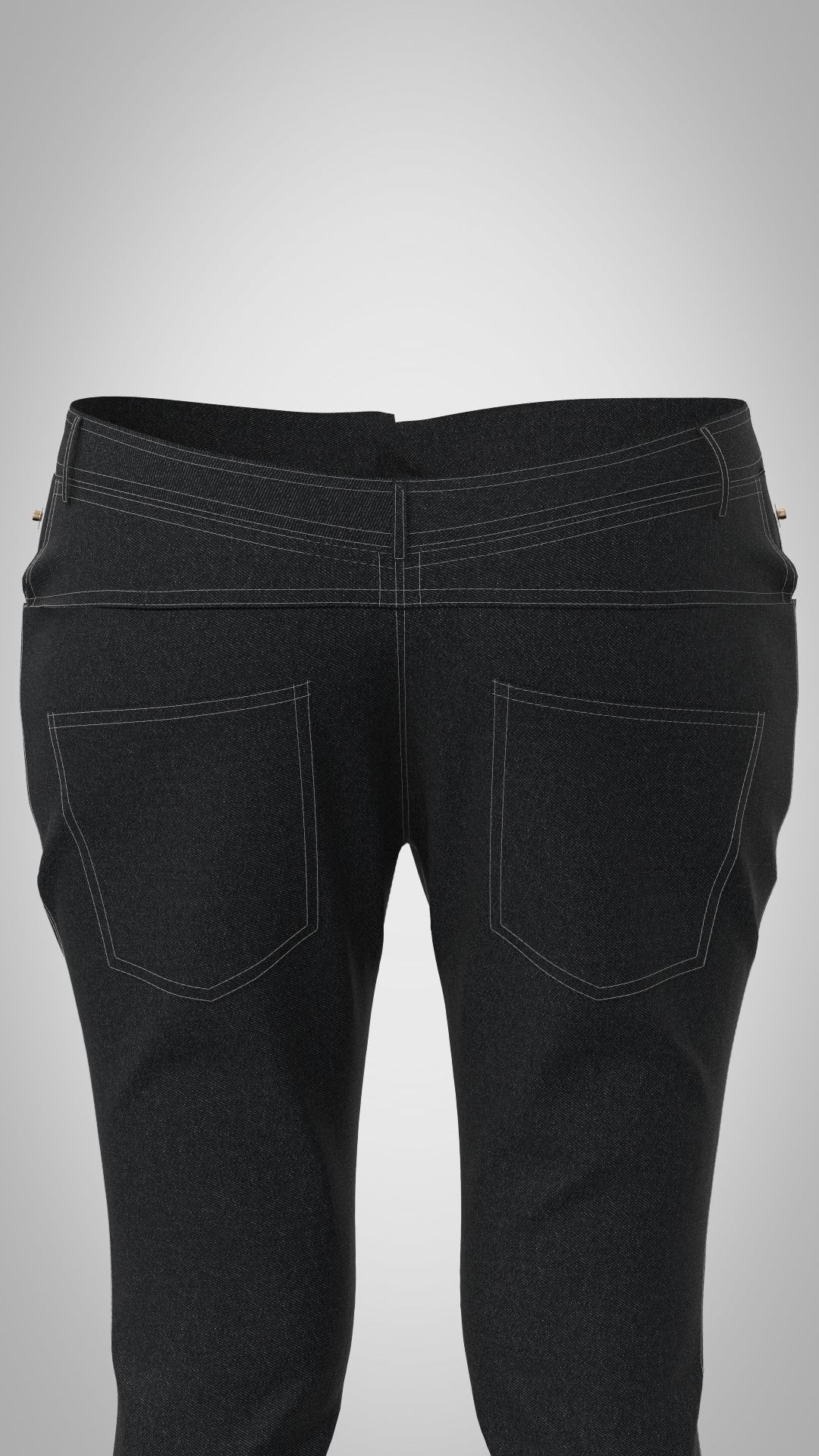 v shaped back yoke jeans for female 3D model_6