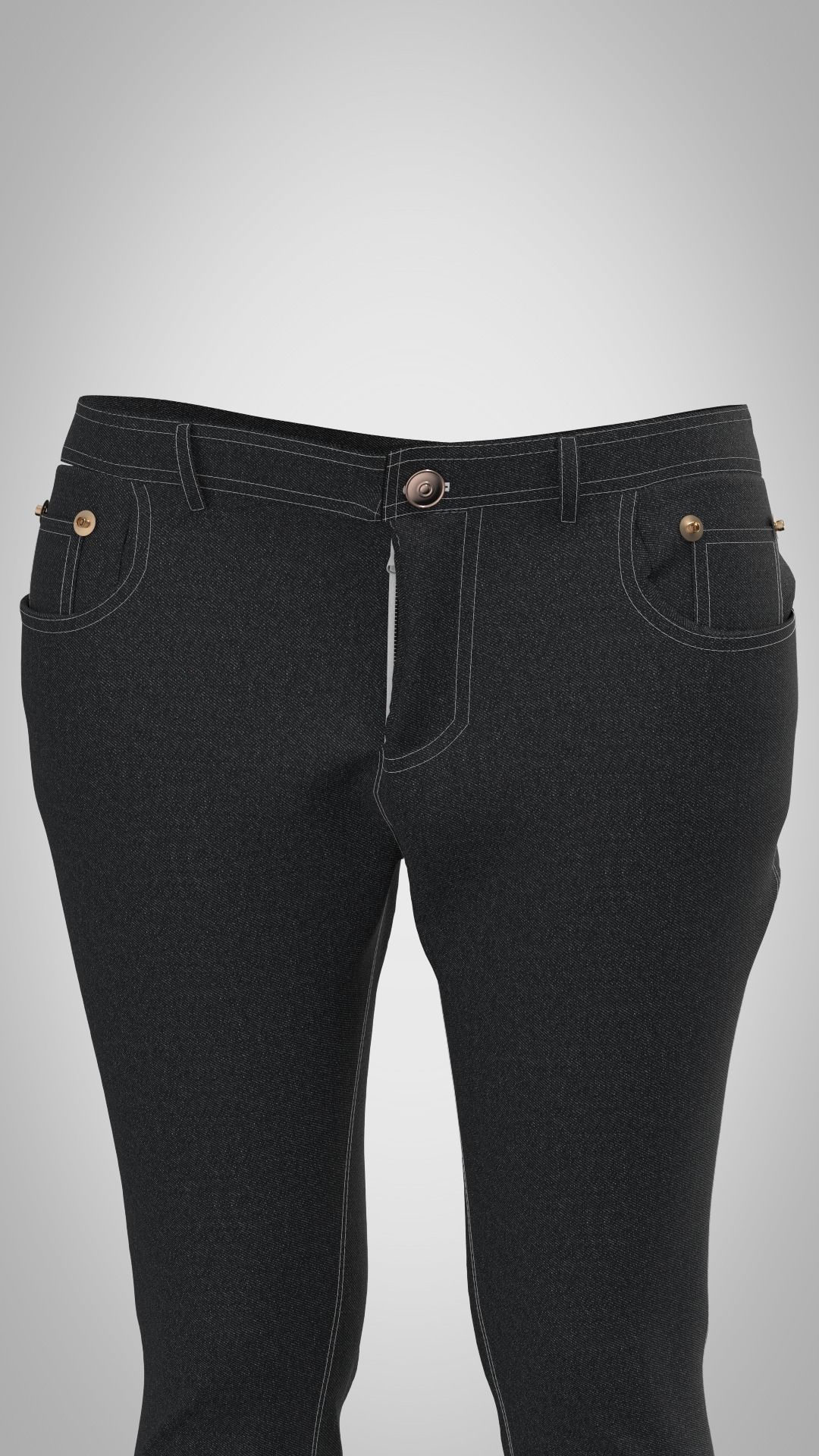 v shaped back yoke jeans for female 3D model_5