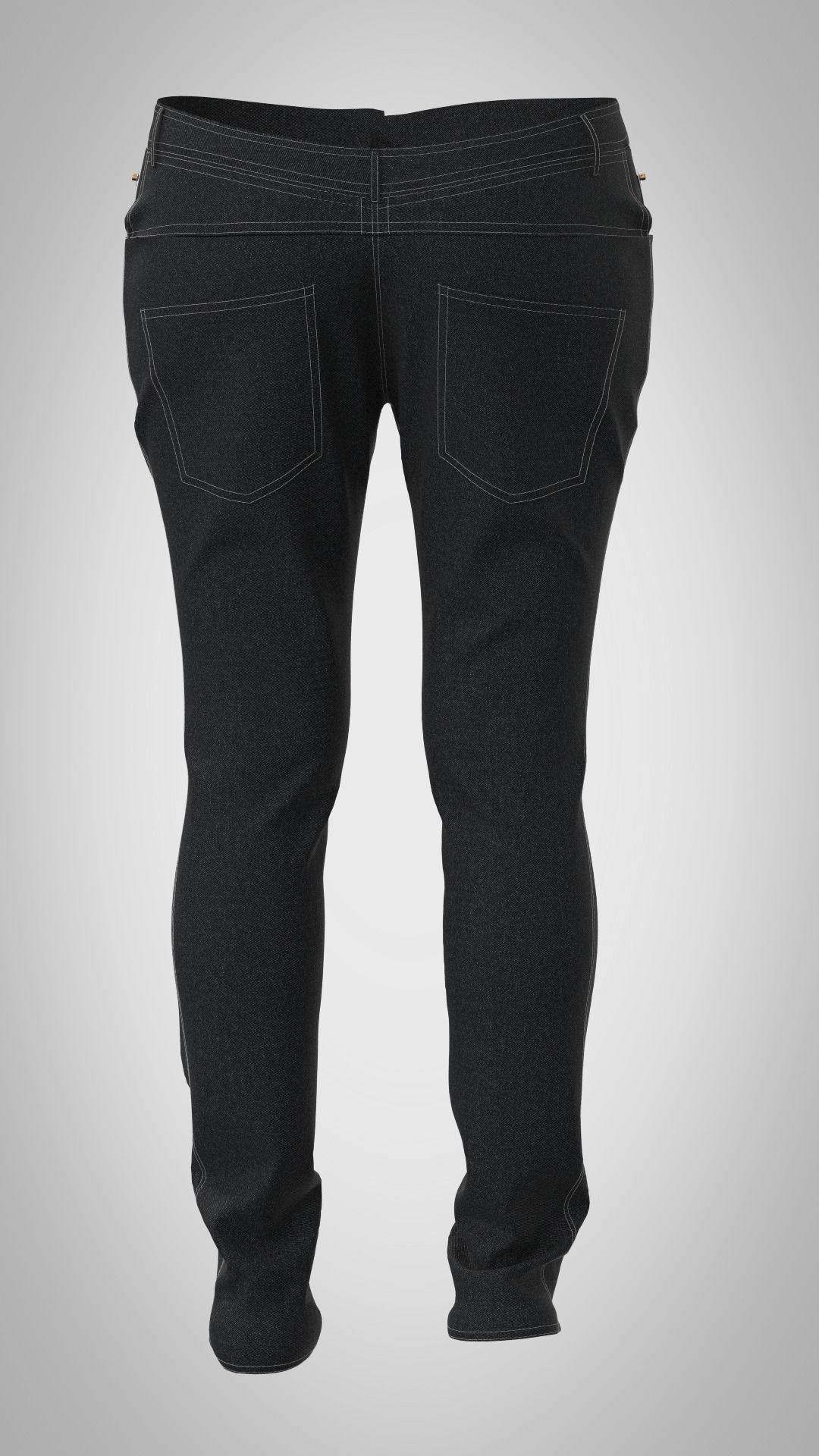 v shaped back yoke jeans for female 3D model_3