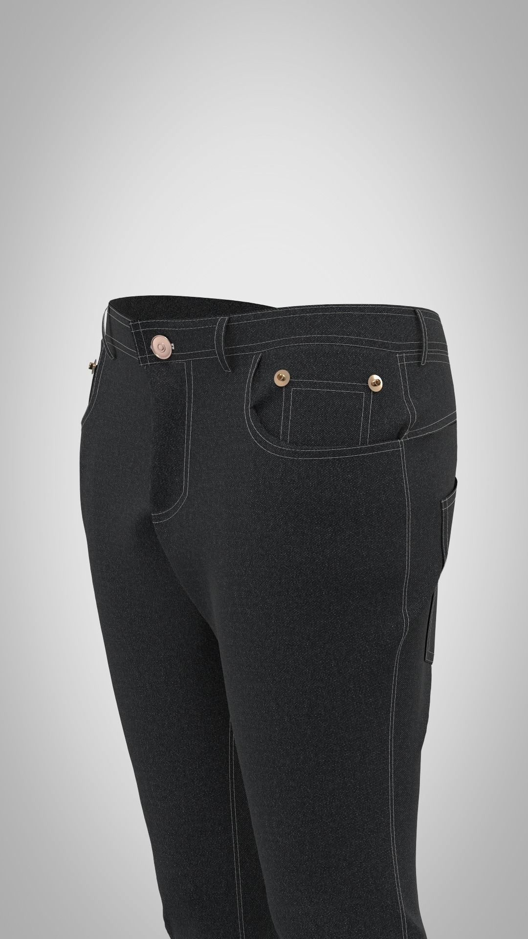 v shaped back yoke jeans for female 3D model_4