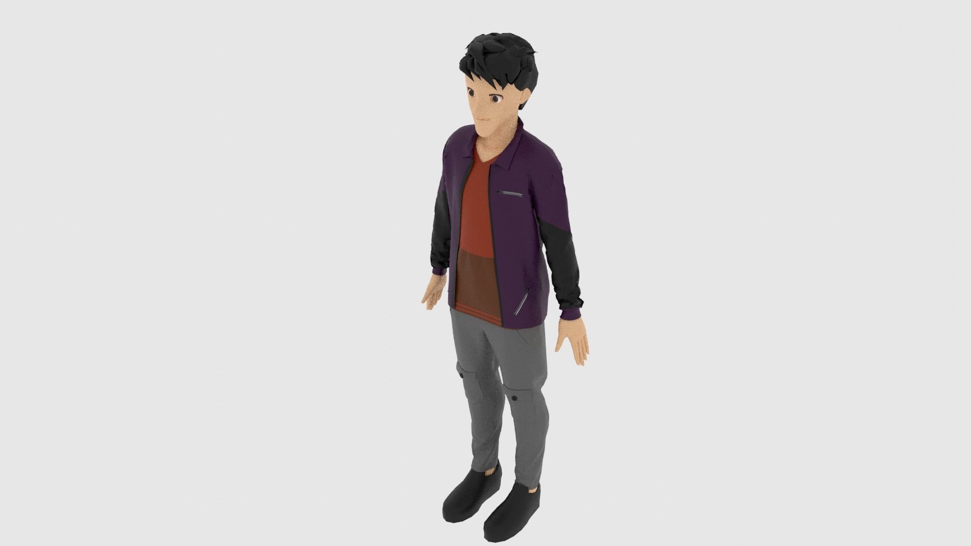 Cartoon Character Low-poly 3D model_4
