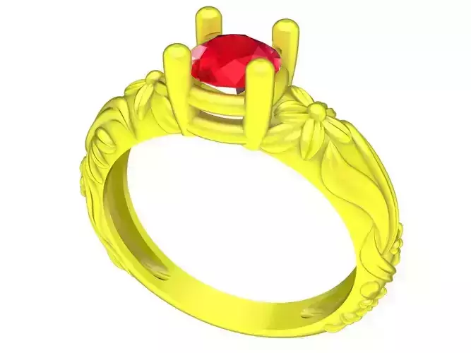 luxury art flower and leaf diamond women ring 4392