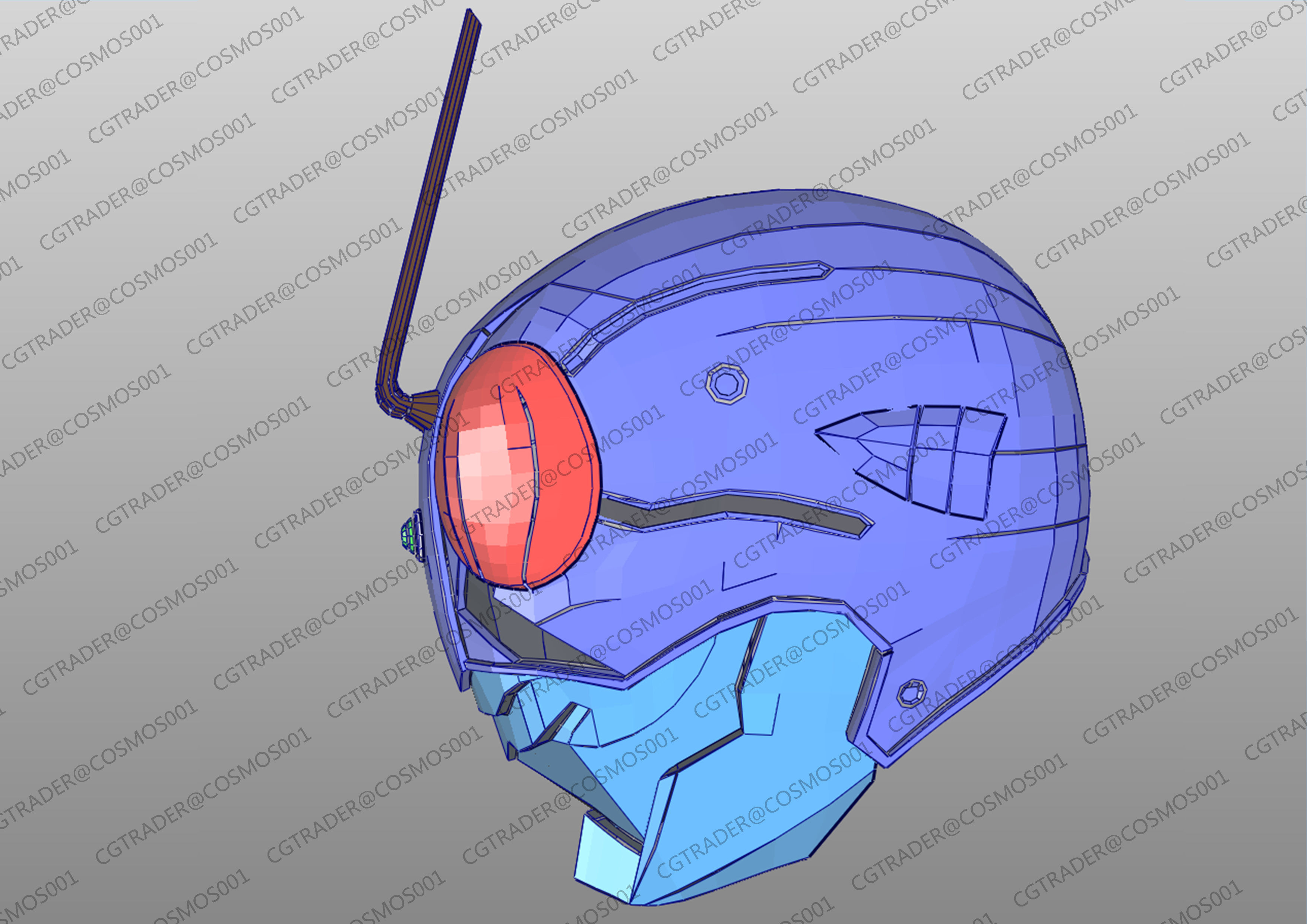 Kamen Rider The First helmet paper papekura Low-poly 3D model_1