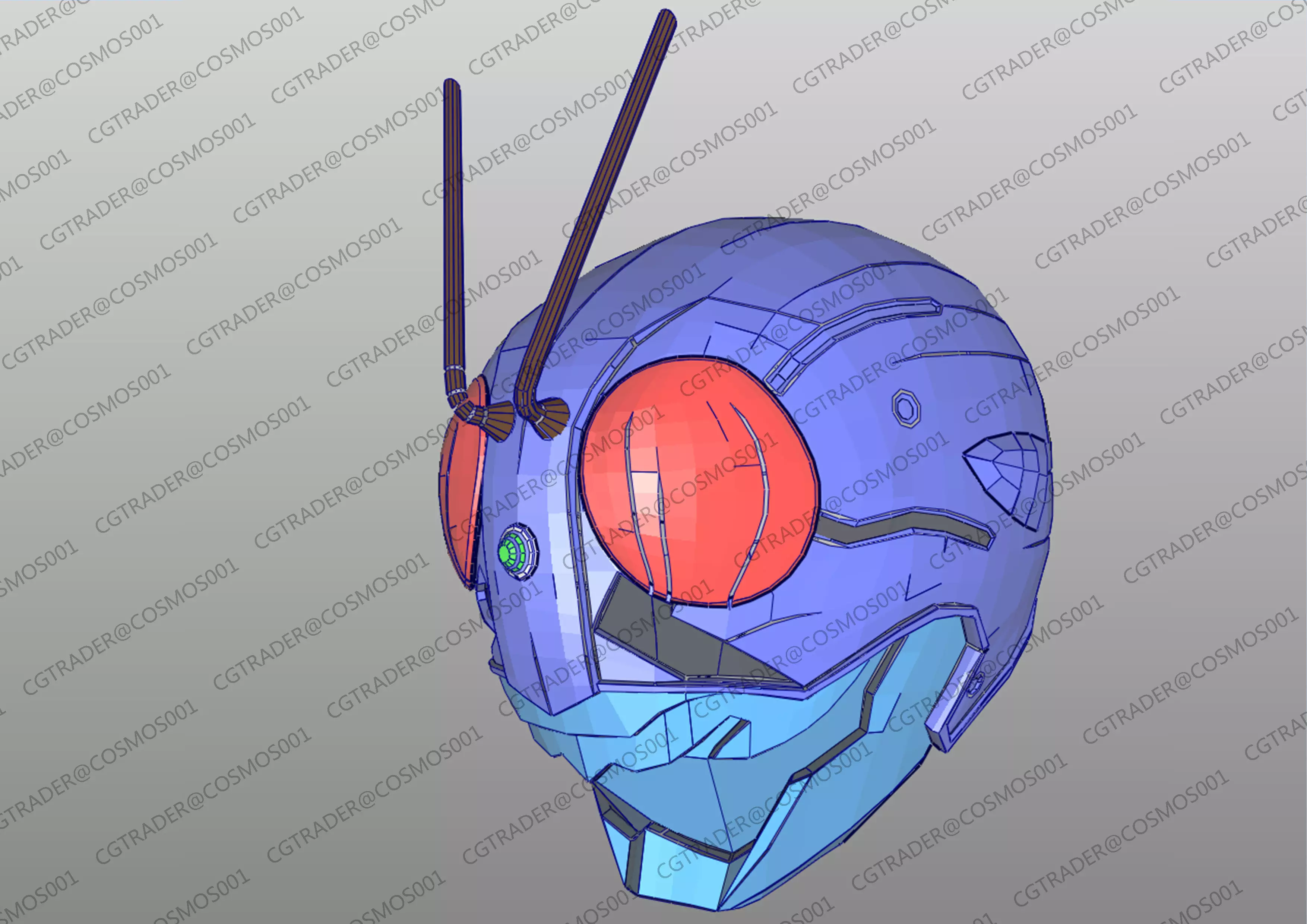 Kamen Rider The First helmet paper papekura Low-poly 3D model_0