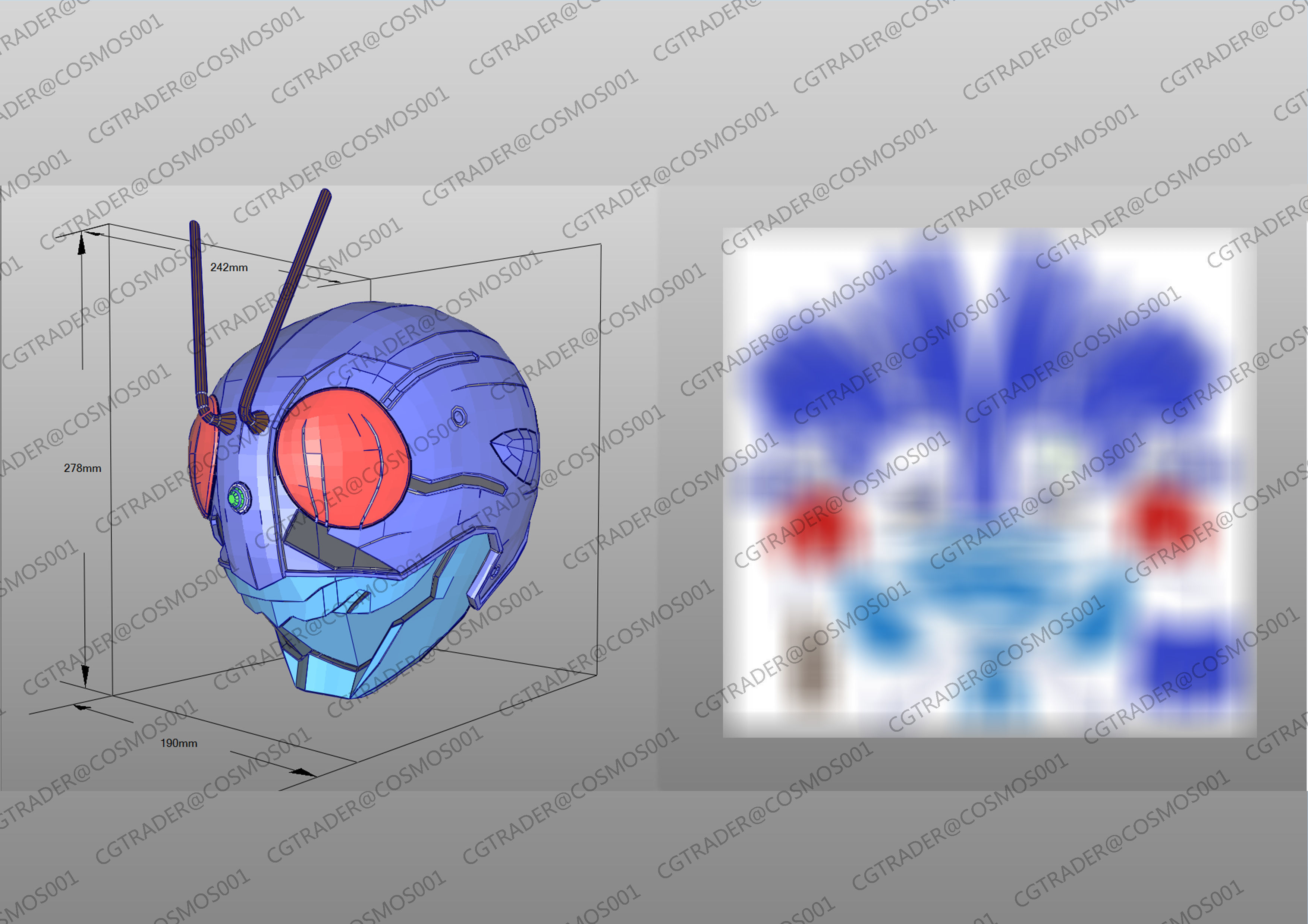 Kamen Rider The First helmet paper papekura Low-poly 3D model_2