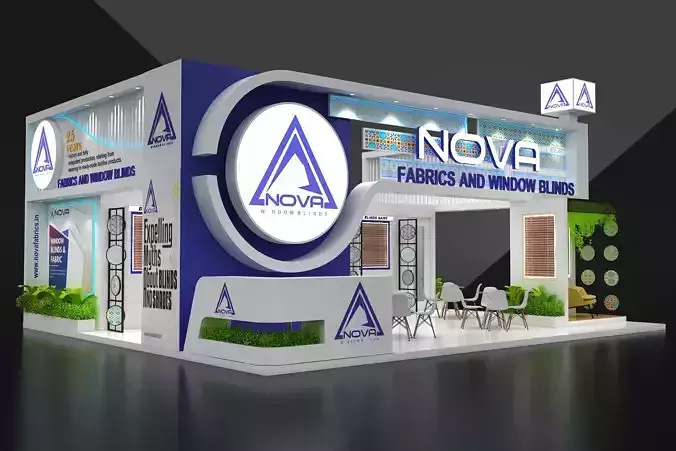 Exhibition Stall size 9x8Mtr Three Side Open 3D model 