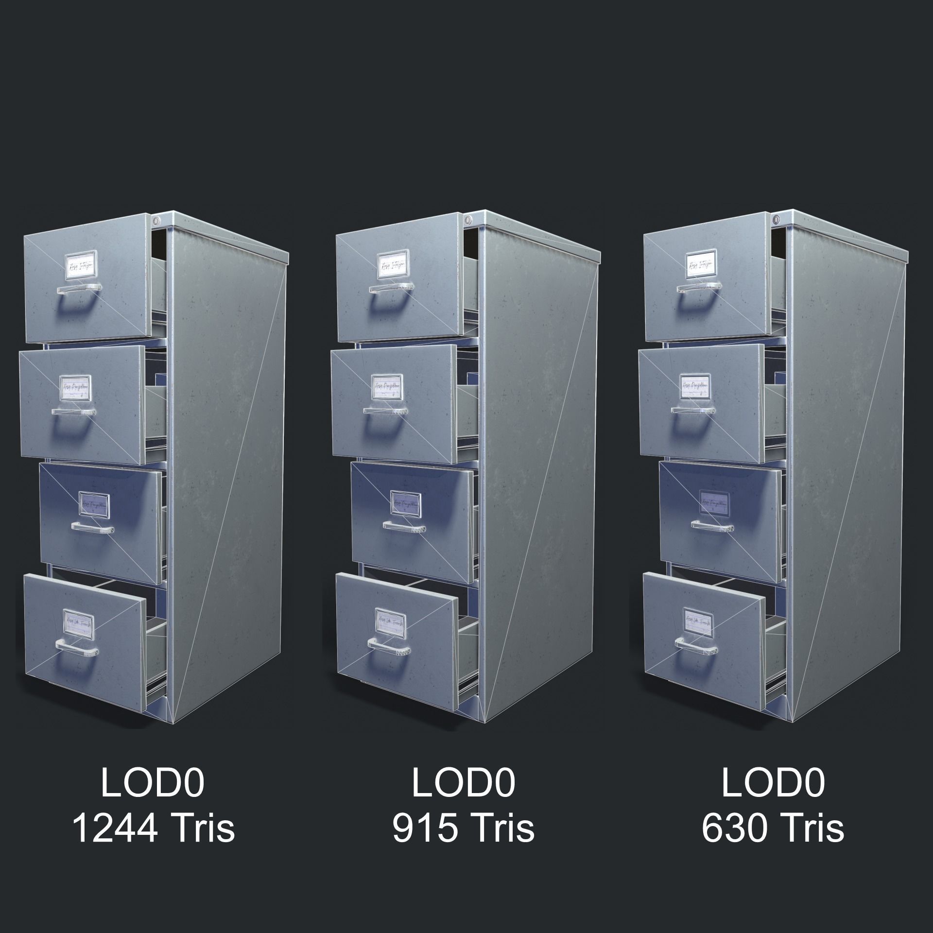 Filing Cabinet Low-poly 3D model_8