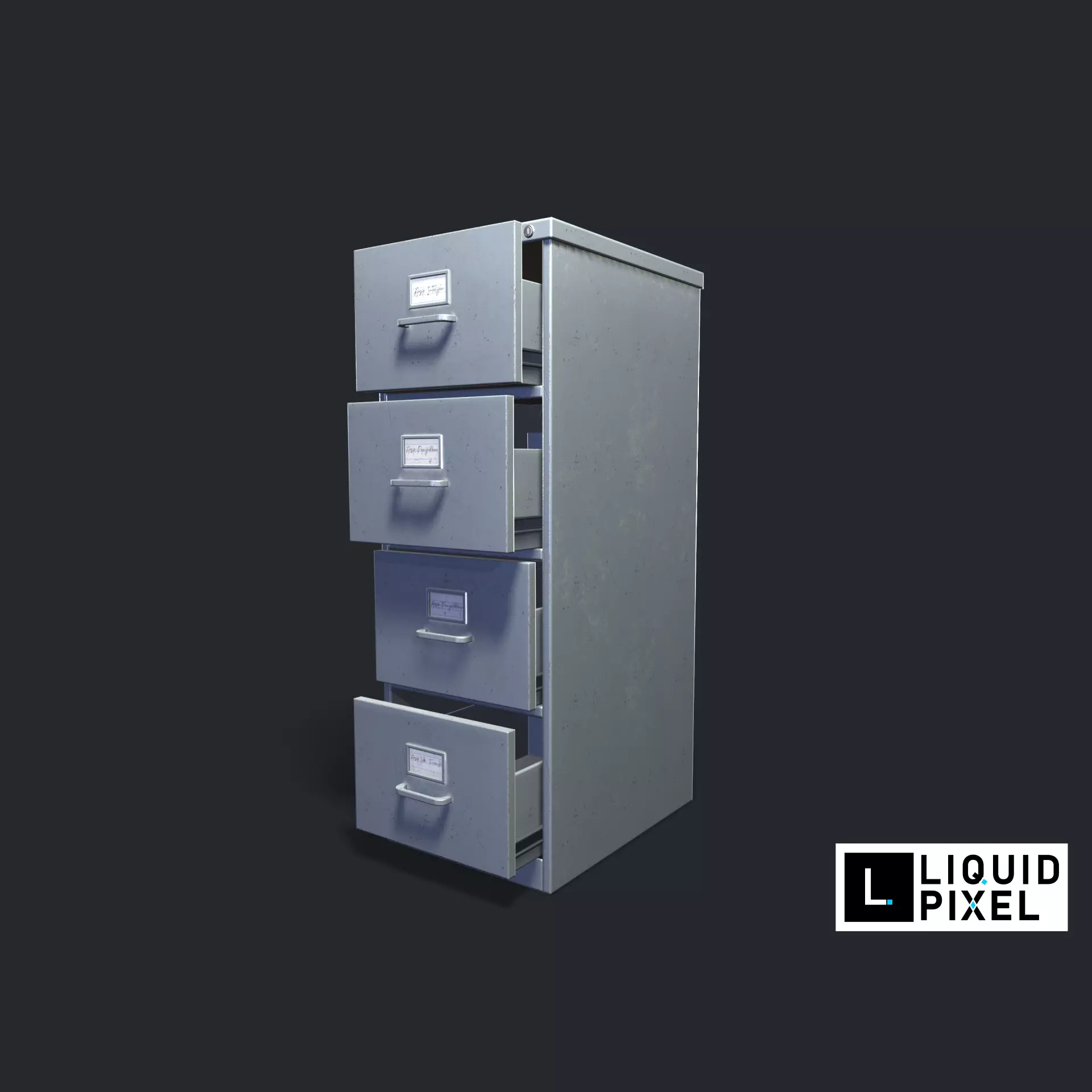 Filing Cabinet Low-poly 3D model_0