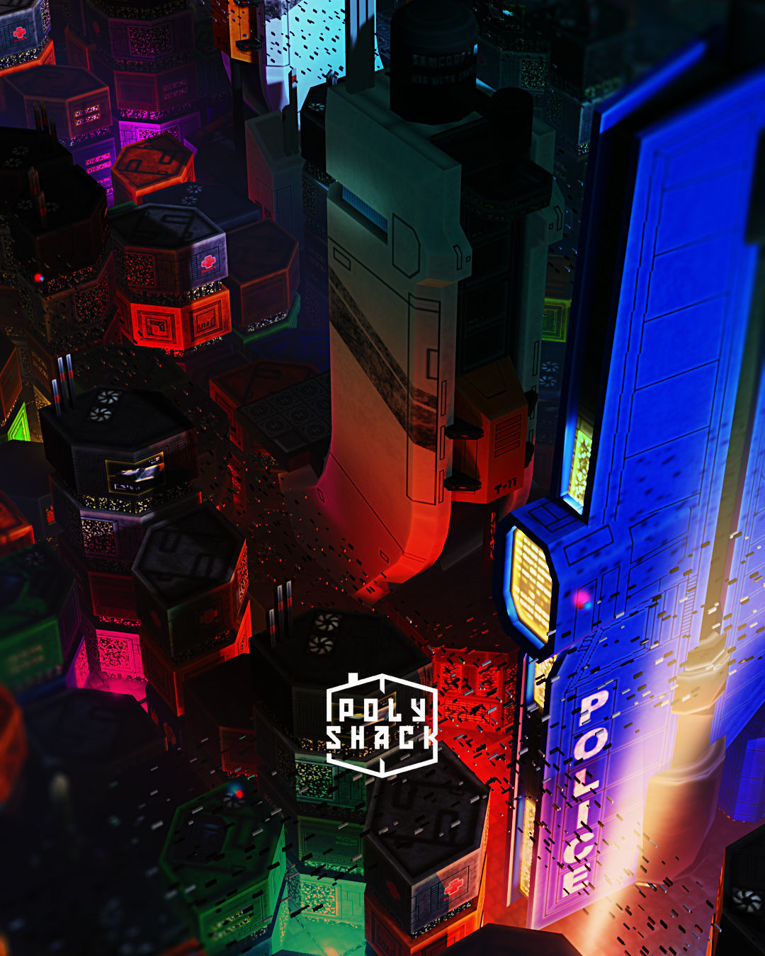 Low Poly Sci-Fi Building 4 - Mega - Pixel City 3D Asset Pack Low-poly 3D model_15