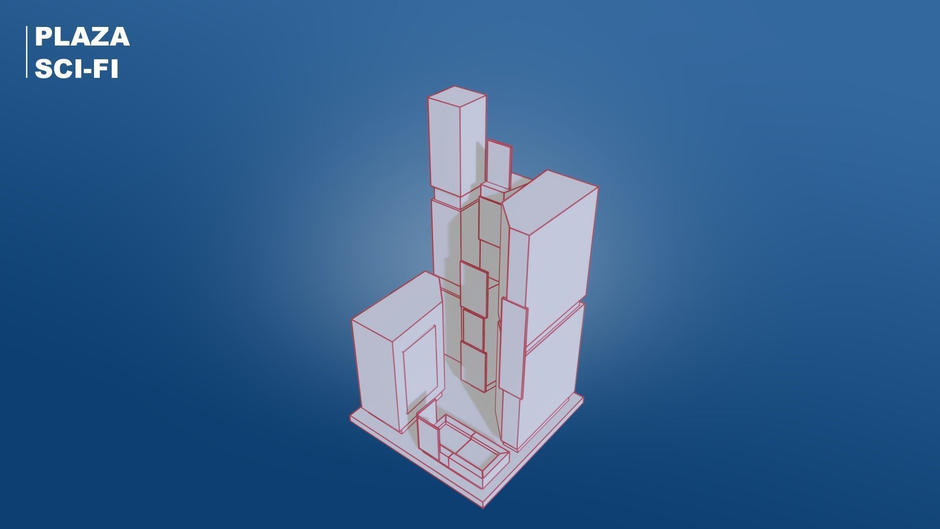 Low Poly Sci-Fi Building 6 - Plaza - Pixel City 3D Asset Pack Low-poly 3D model_7