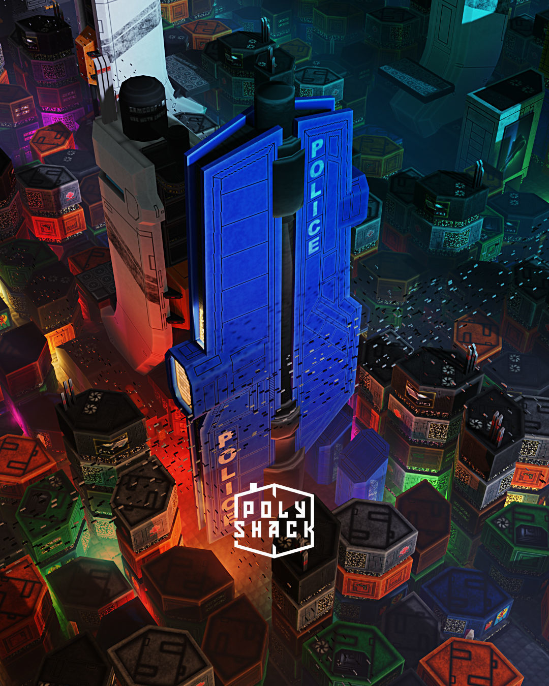 Low Poly Sci-Fi Building 6 - Plaza - Pixel City 3D Asset Pack Low-poly 3D model_9