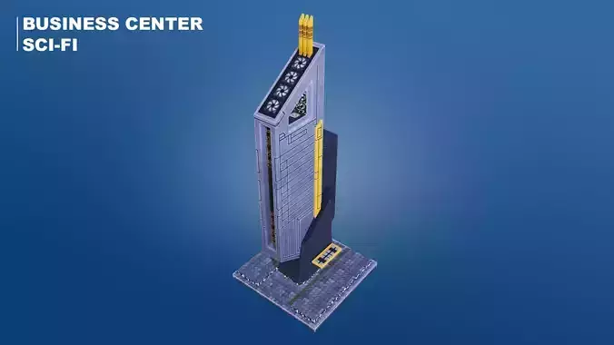 Low Poly Sci-Fi Building 7 - Office - Pixel City 3D Asset Pack Low-poly 3D model