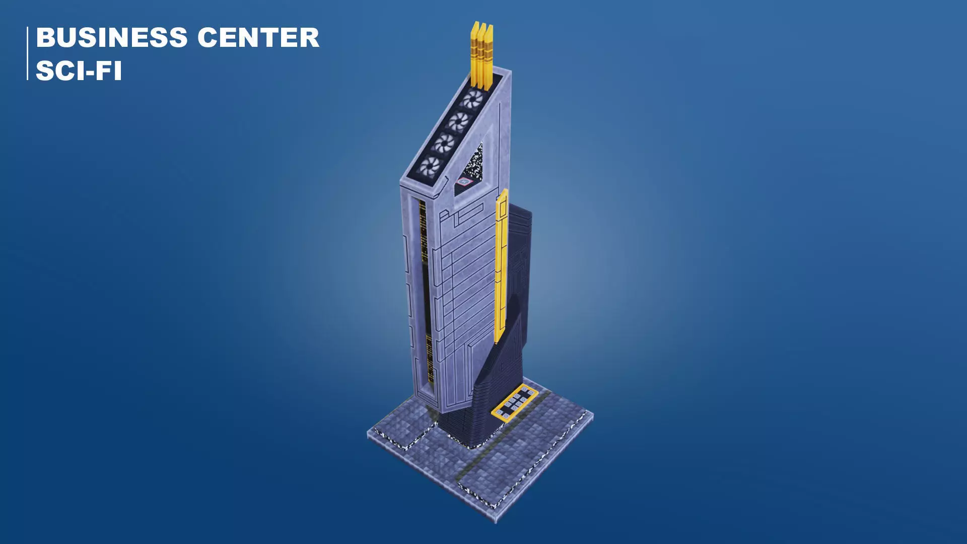 Low Poly Sci-Fi Building 7 - Office - Pixel City 3D Asset Pack Low-poly 3D model_0