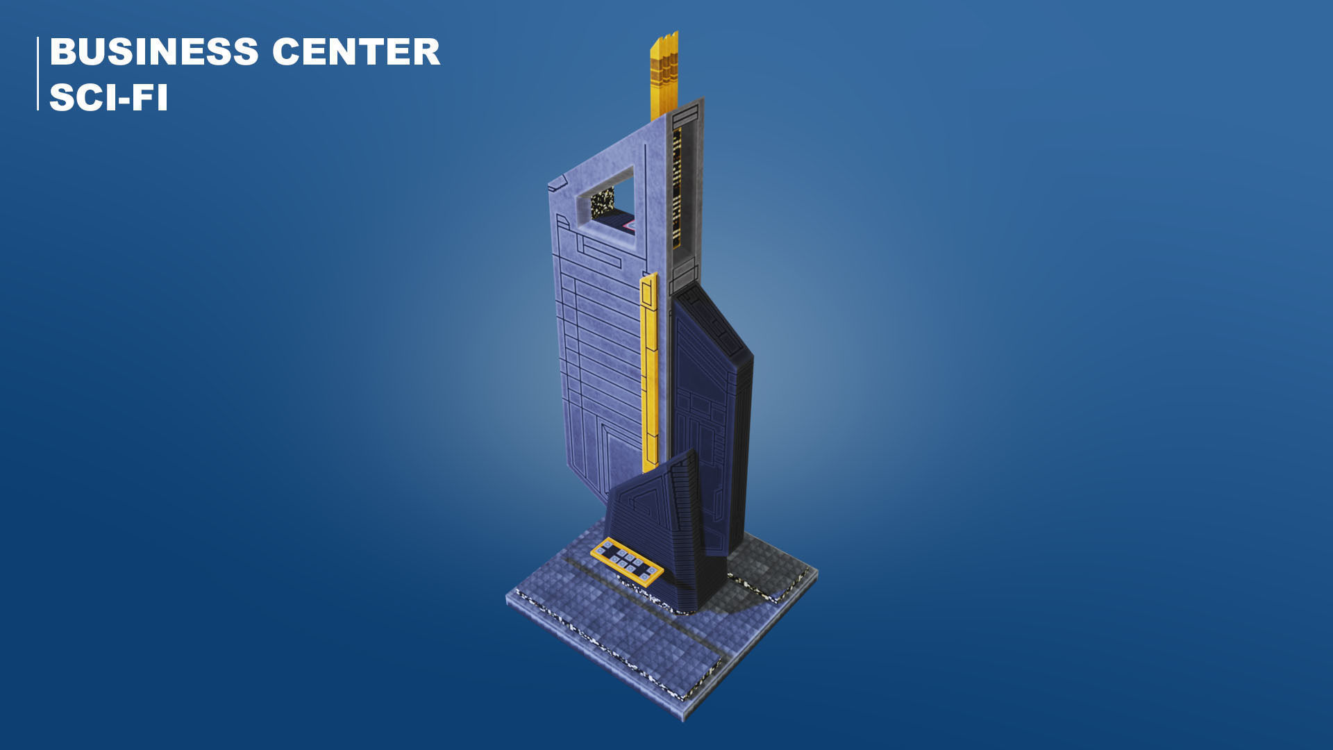 Low Poly Sci-Fi Building 7 - Office - Pixel City 3D Asset Pack Low-poly 3D model_3