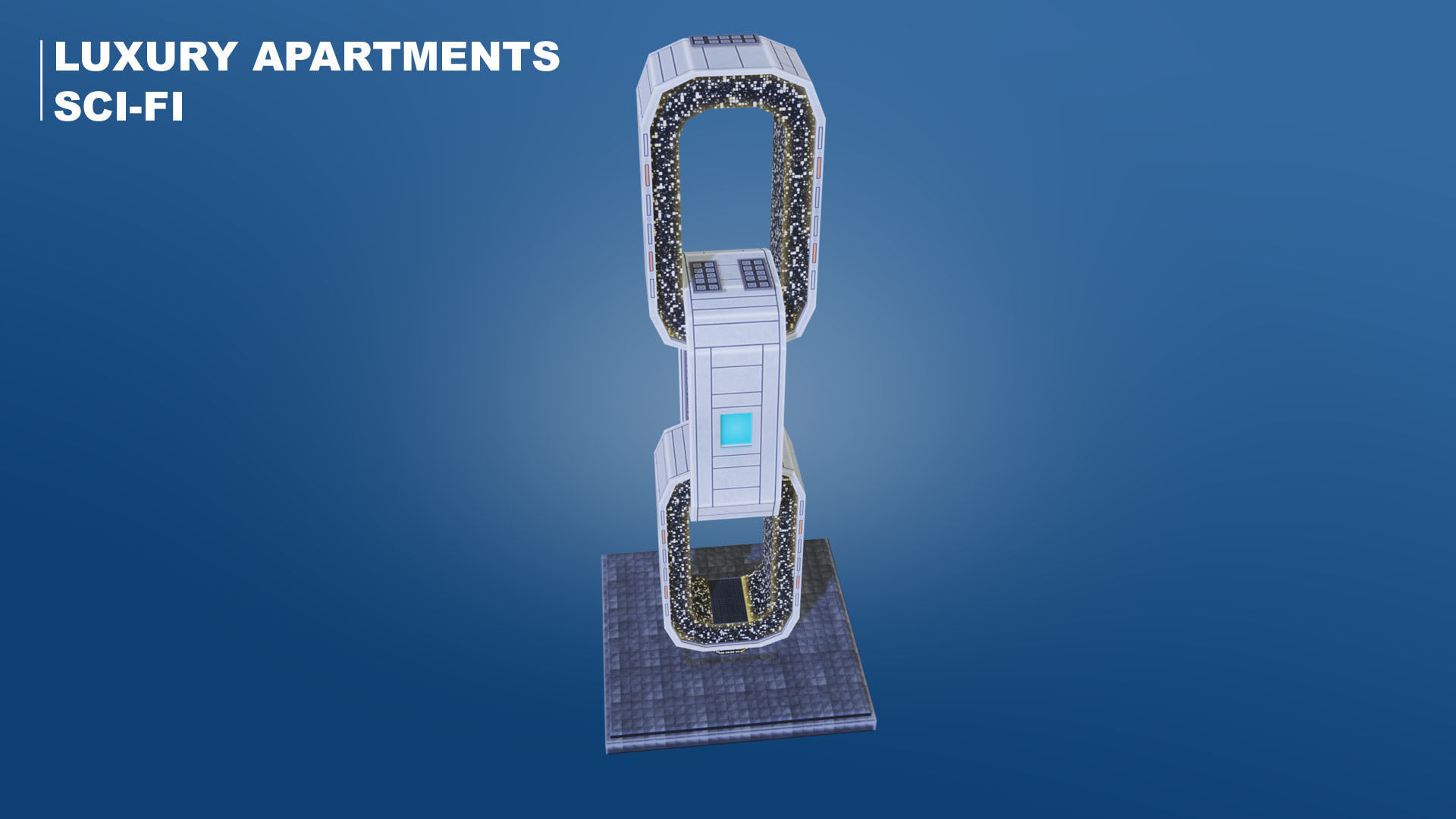 Low Poly Sci-Fi Building 8 - Hospital - Pixel City 3D Asset Pack Low-poly 3D model_2