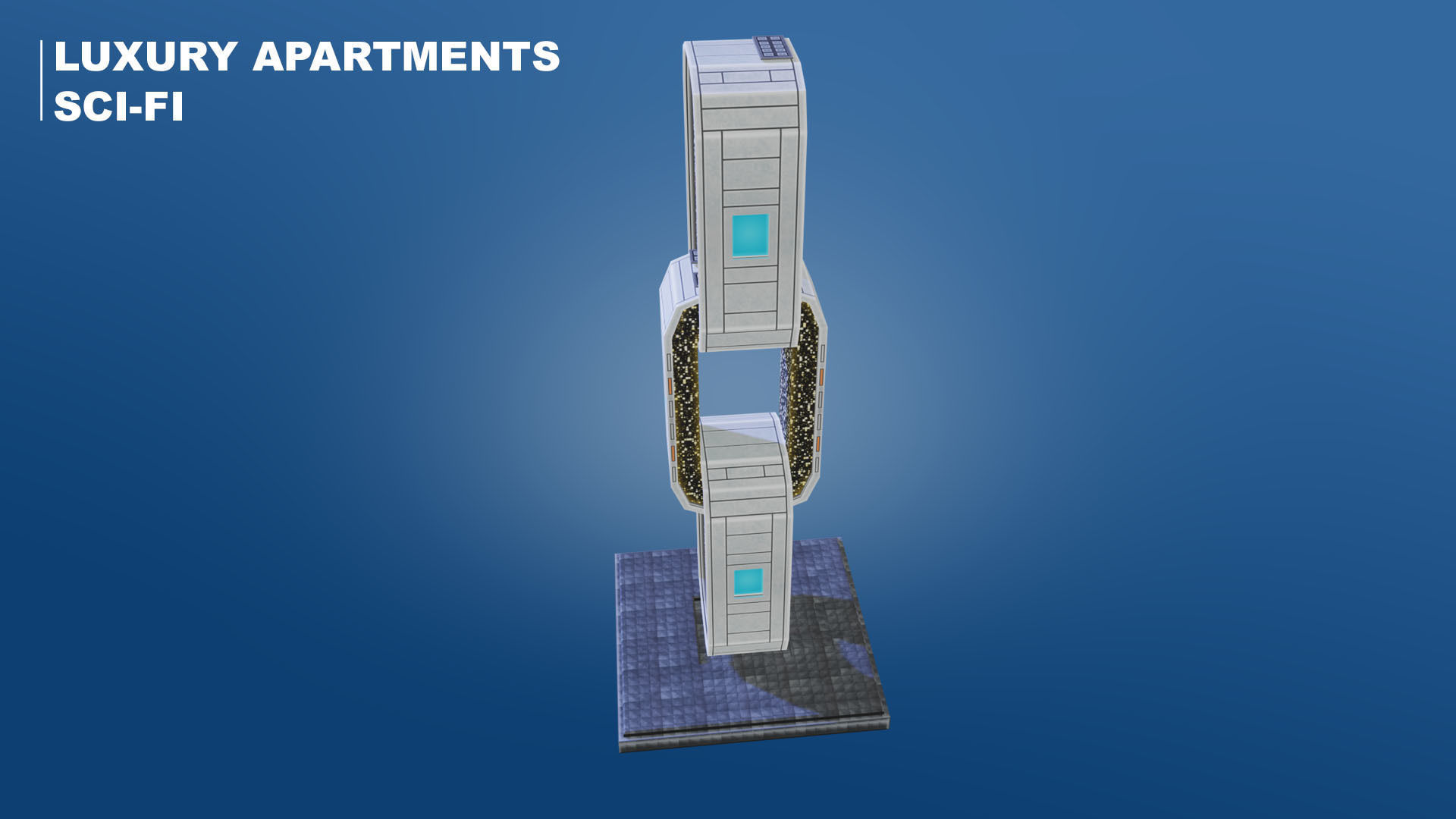 Low Poly Sci-Fi Building 8 - Hospital - Pixel City 3D Asset Pack Low-poly 3D model_4