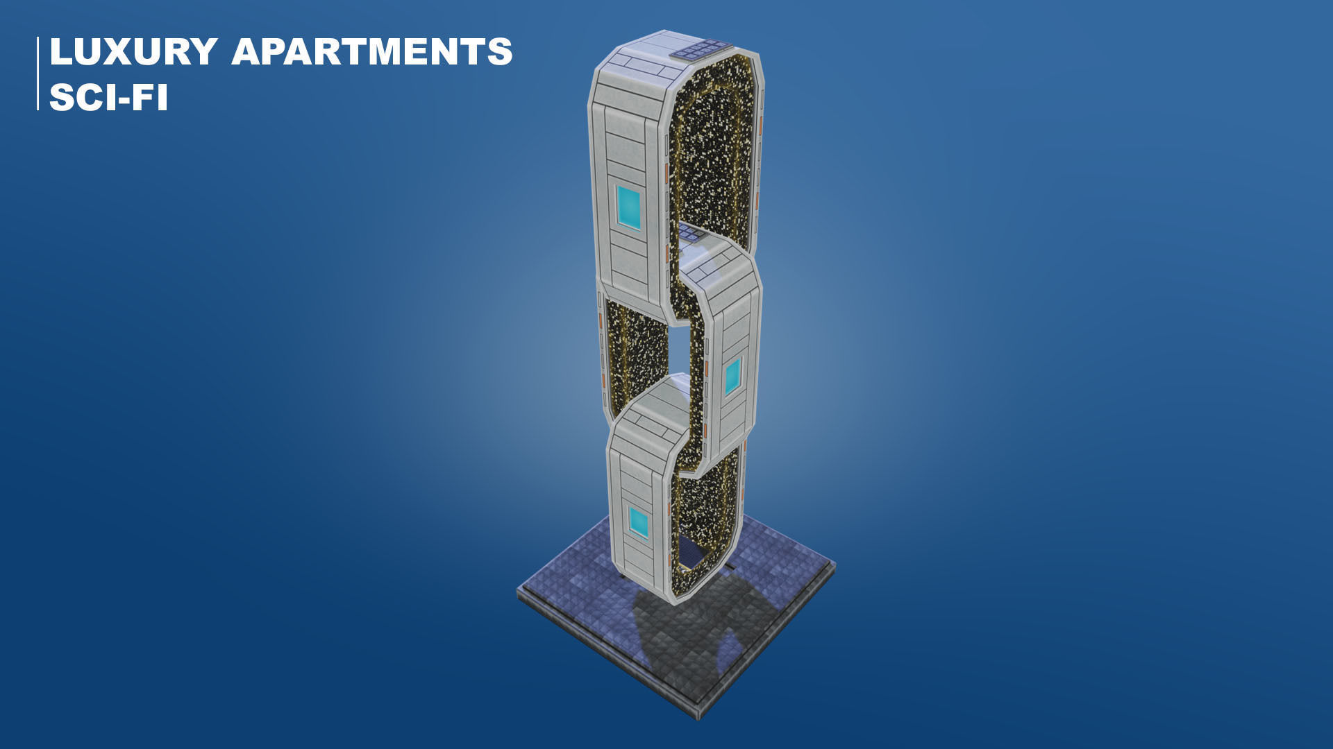 Low Poly Sci-Fi Building 8 - Hospital - Pixel City 3D Asset Pack Low-poly 3D model_5