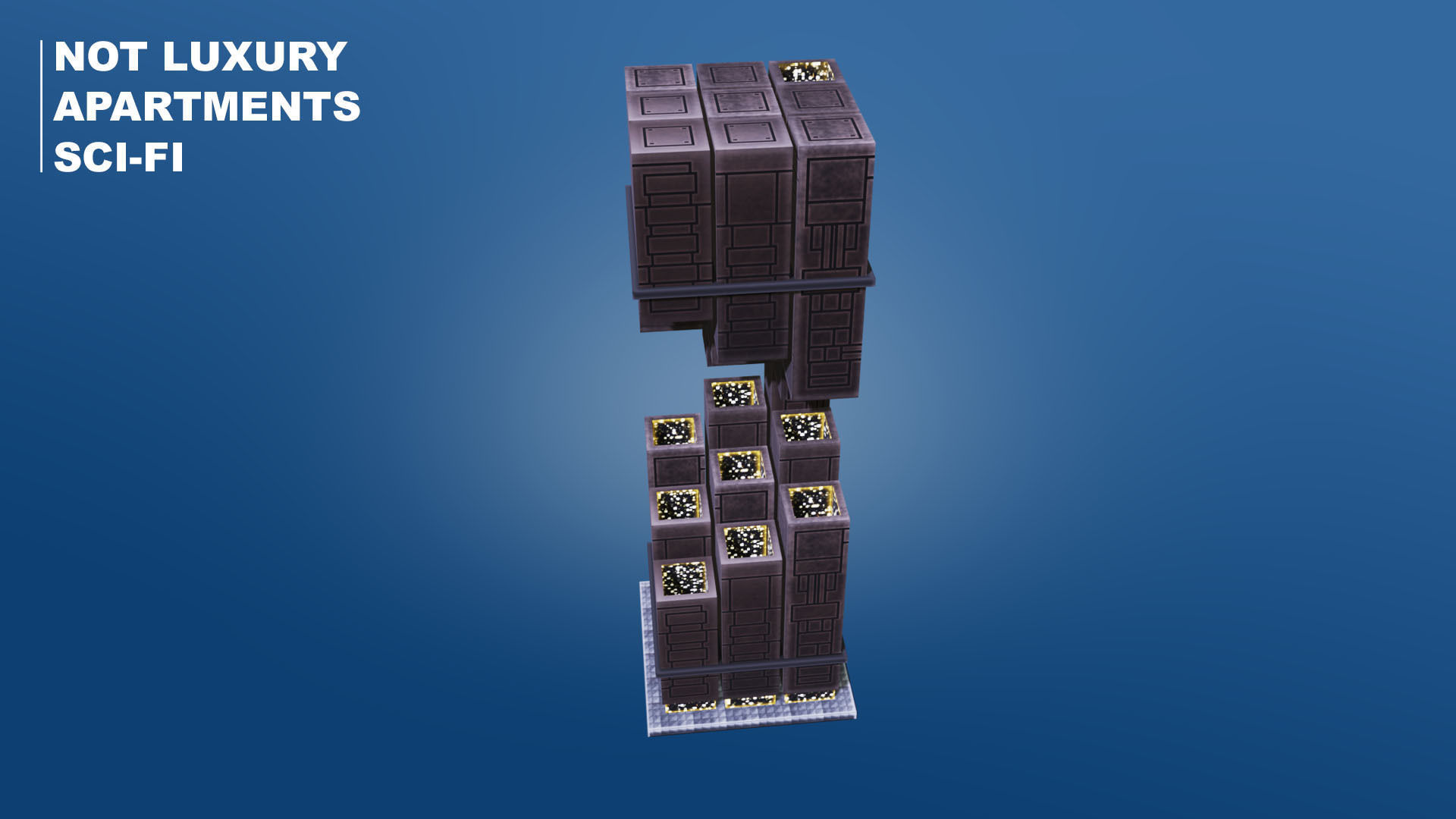 Low Poly Sci-Fi Building 9 - Slums - Pixel City 3D Asset Pack Low-poly 3D model_2