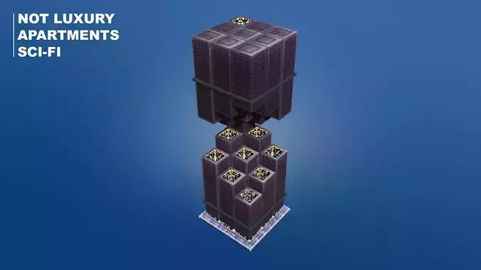 Low Poly Sci-Fi Building 9 - Slums - Pixel City 3D Asset Pack Low-poly 3D model