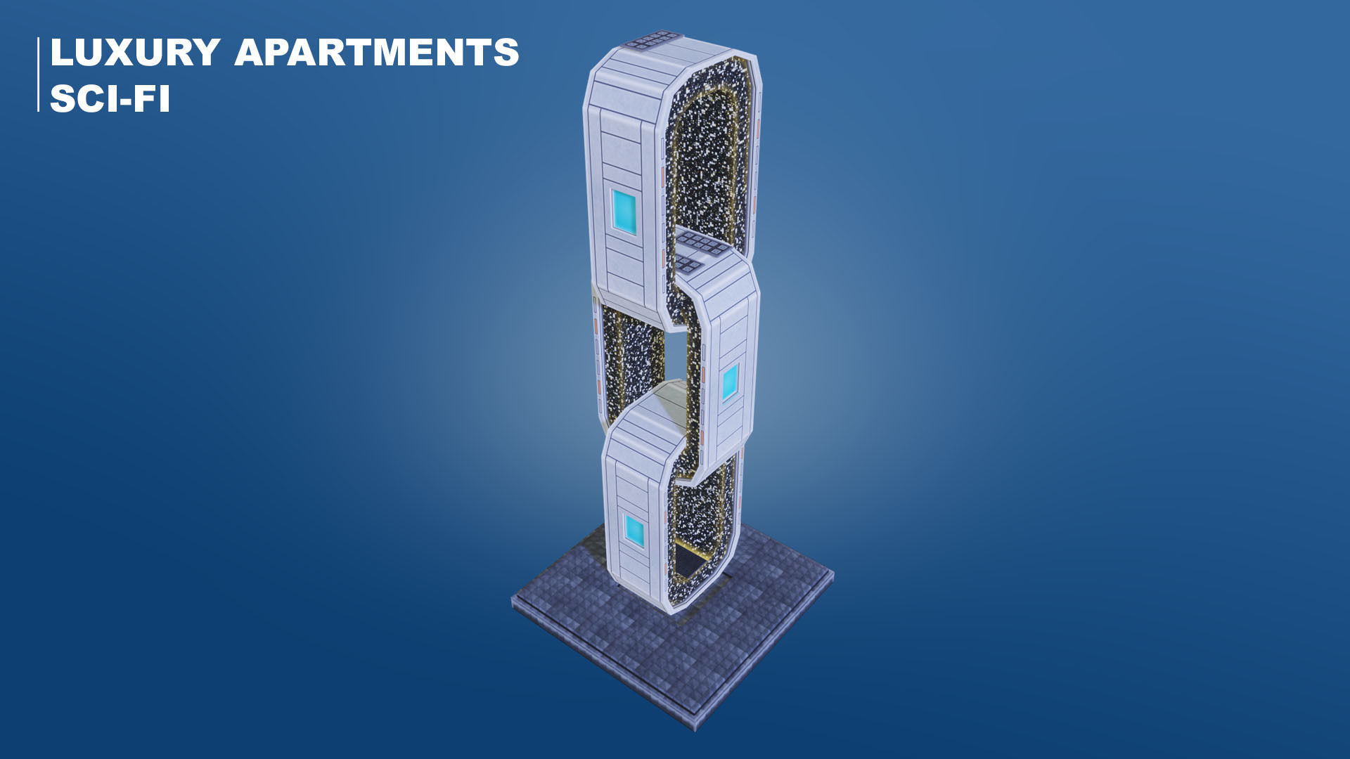 Pixel City 3D Asset Pack - Low Poly Sci-Fi Buildings Low-poly 3D model_40