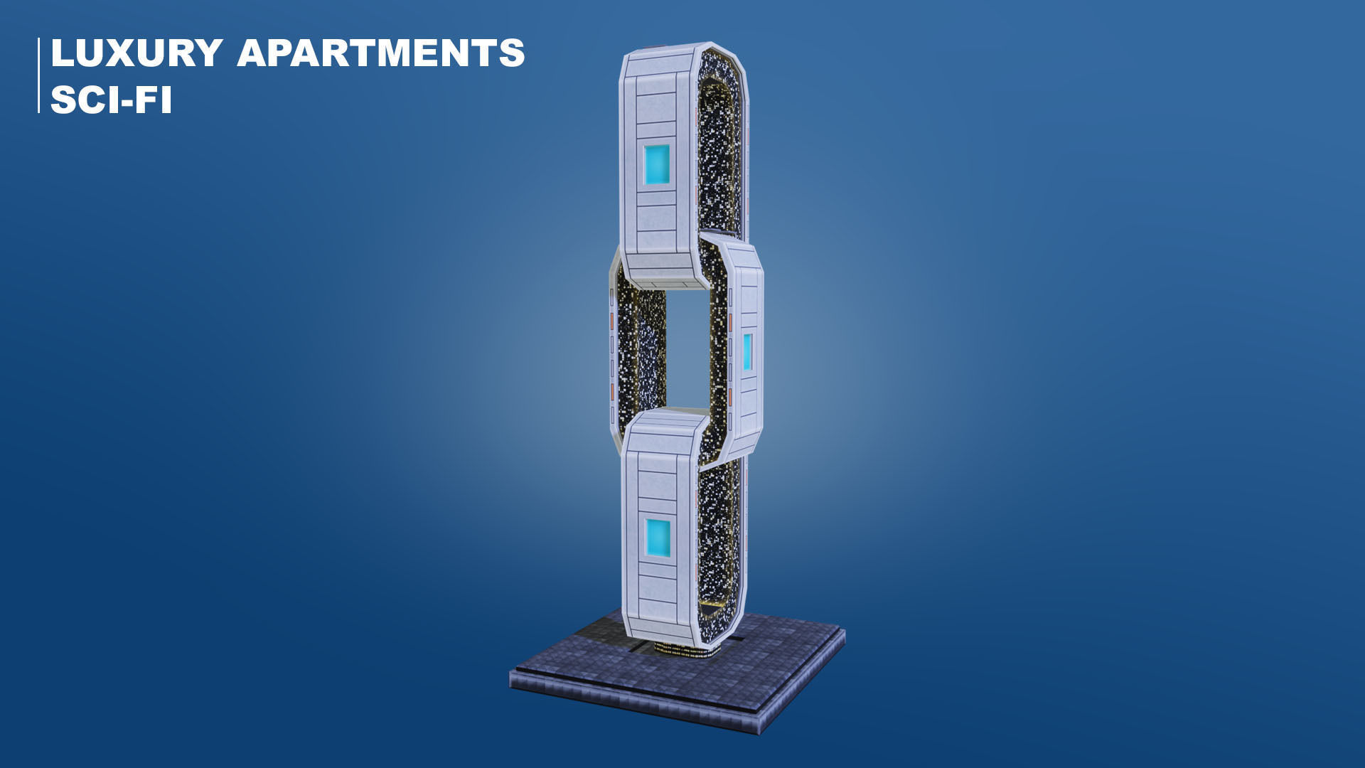 Pixel City 3D Asset Pack - Low Poly Sci-Fi Buildings Low-poly 3D model_39