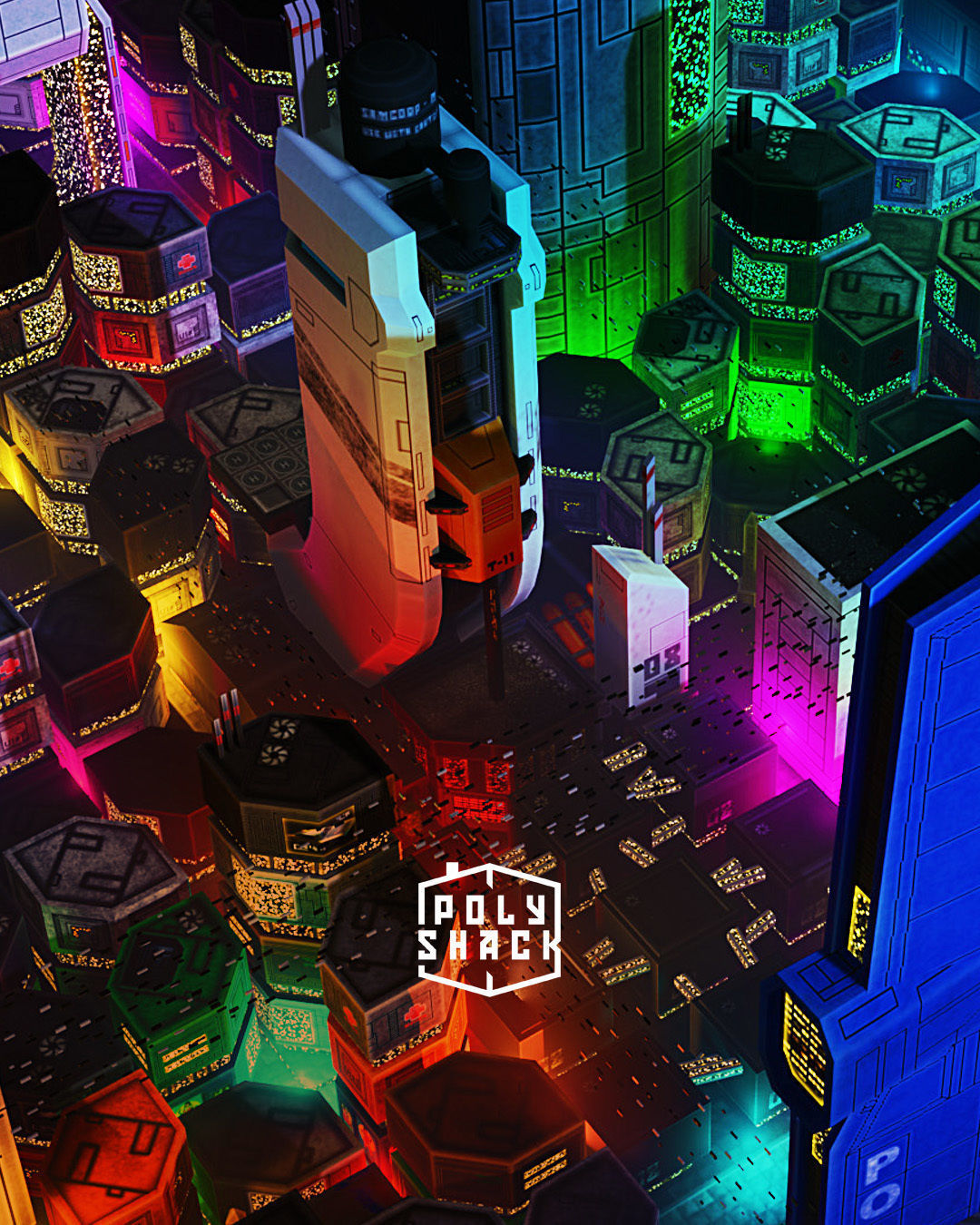 Pixel City 3D Asset Pack - Low Poly Sci-Fi Buildings Low-poly 3D model_11
