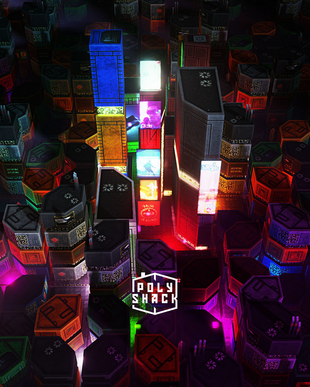 Pixel City 3D Asset Pack - Low Poly Sci-Fi Buildings Low-poly 3D model_9