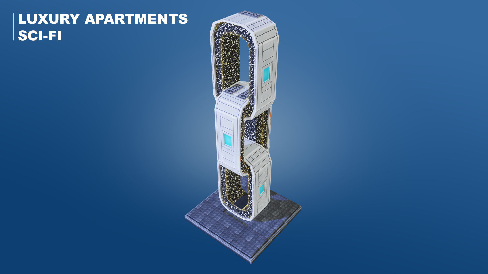 Pixel City 3D Asset Pack - Low Poly Sci-Fi Buildings Low-poly 3D model_35