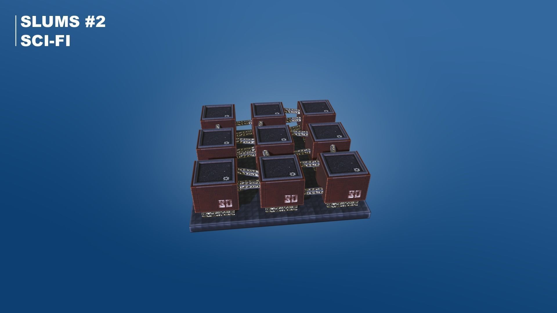 Pixel City 3D Asset Pack - Low Poly Sci-Fi Buildings Low-poly 3D model_27