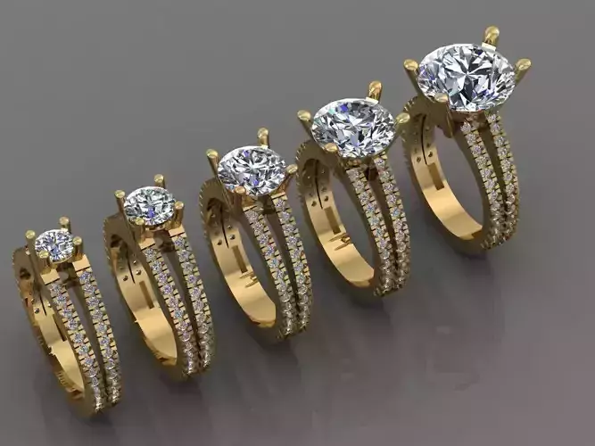 Ring 3D Print 3D print model 3D model 3D print model three rings with emerald stones and diamonds