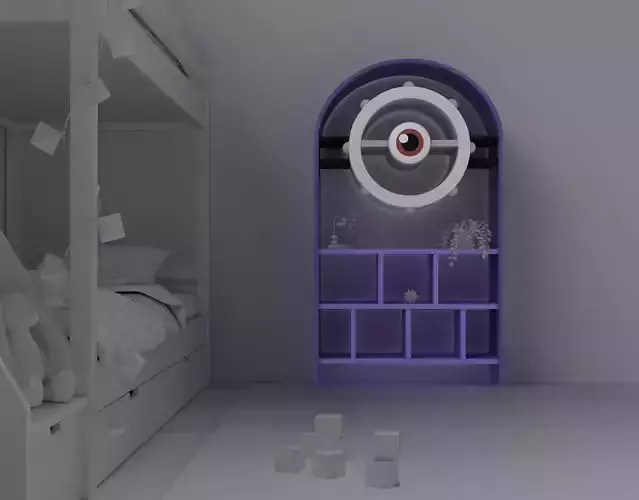 Minion violet book shelf 3D model Low-poly 3D model