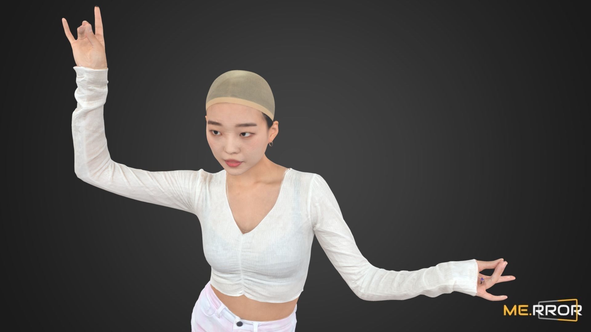 Asian Woman Scan Pose 5 3D model_7