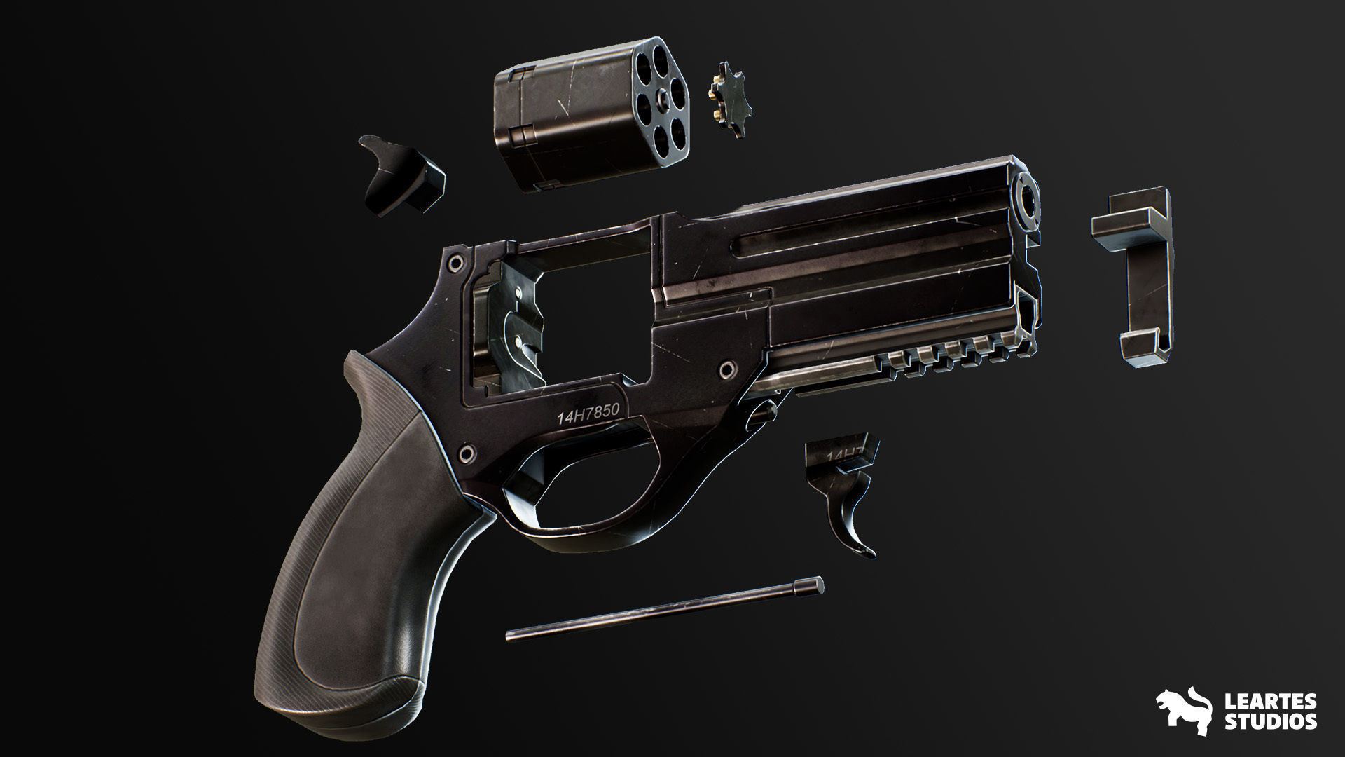 Bach Modern Handgun Low-poly 3D model_2