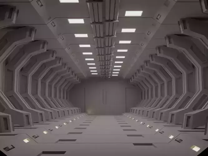 Tunnel futuristic spaceship corridor Free low-poly 3D model Tunnel futuristic spaceship corridor Free low-poly 3D model