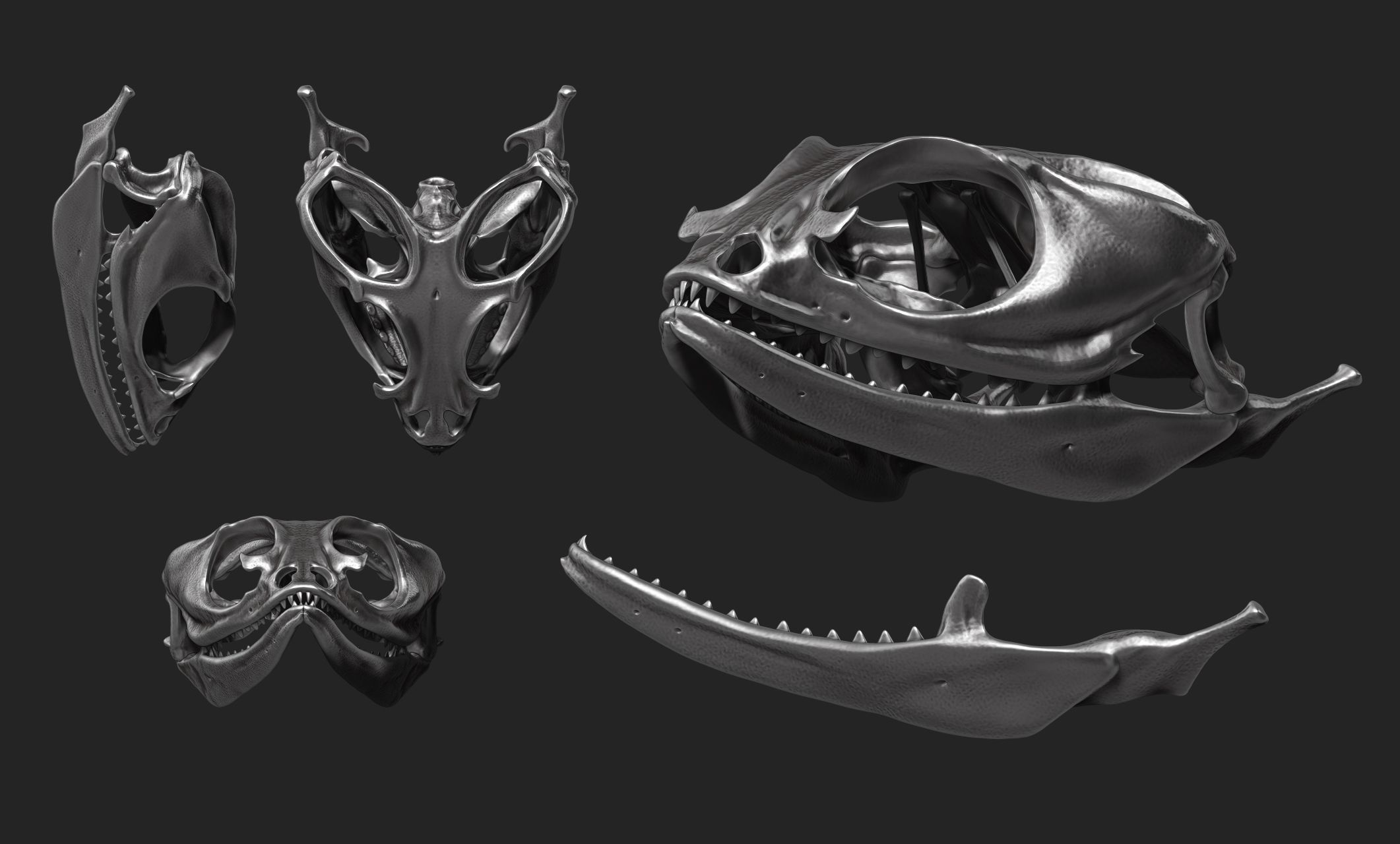 Bearded Dragon Skull - CNC and 3D print model_13