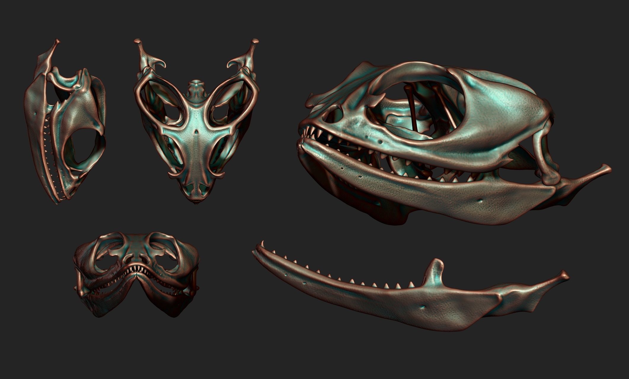 Bearded Dragon Skull - CNC and 3D print model_15