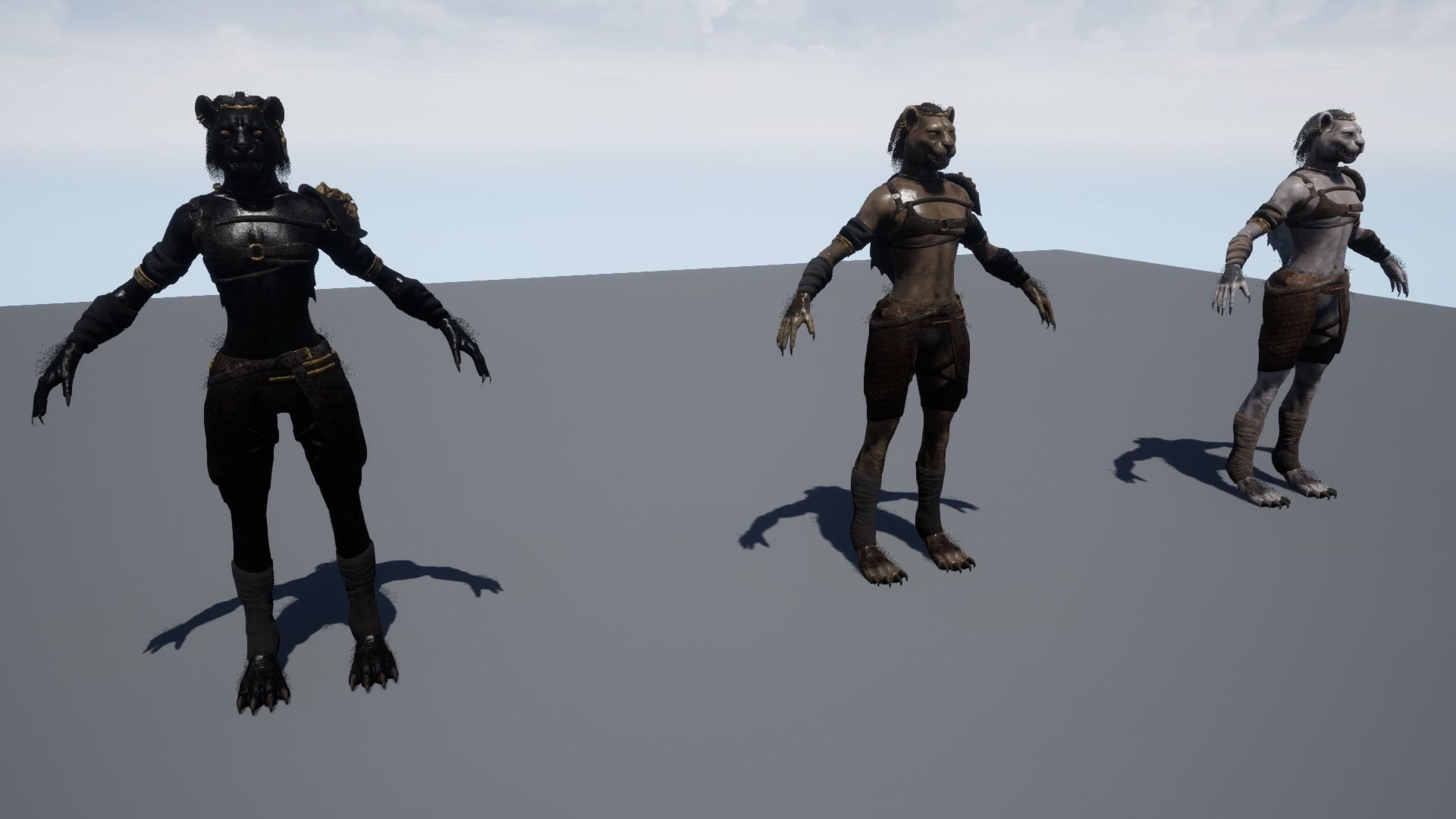 Cat Female Warrior Rigged Low-poly Low-poly 3D model_30