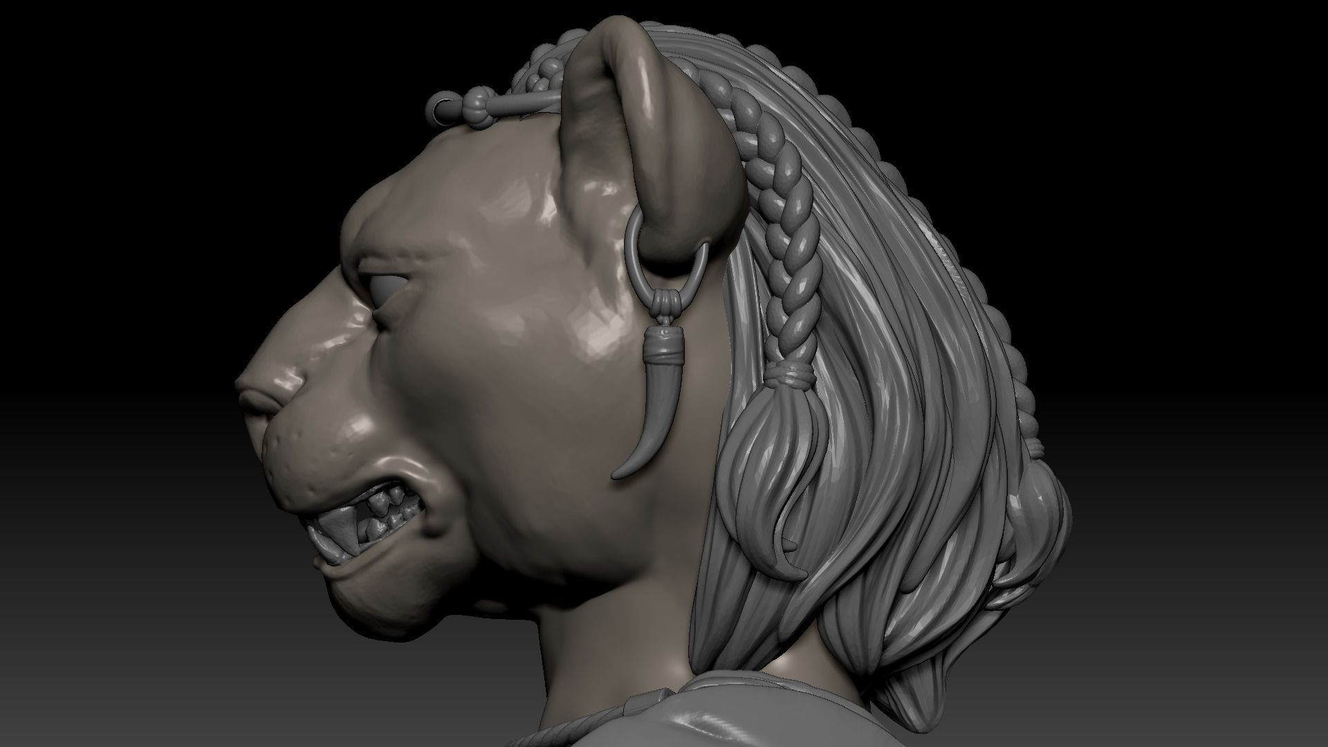 Cat Female Warrior Rigged Low-poly Low-poly 3D model_27