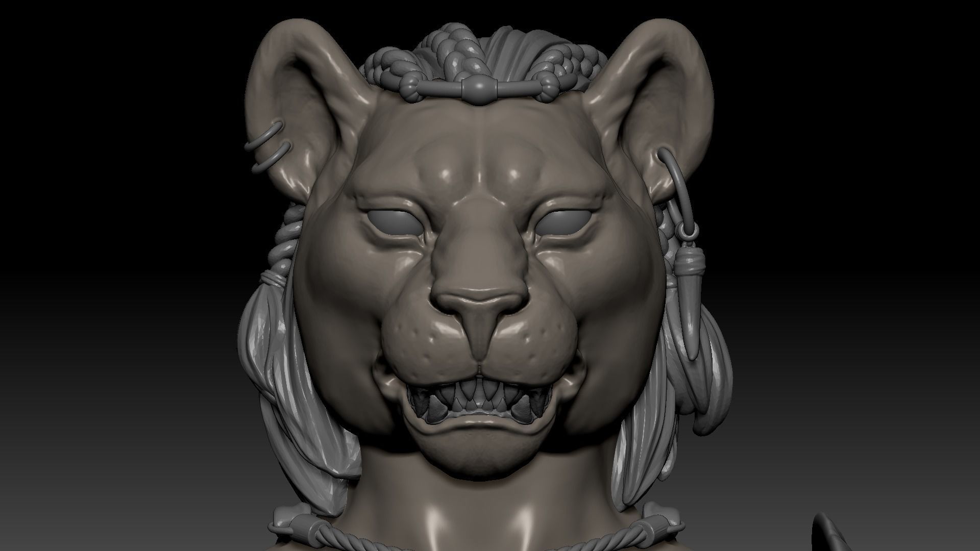 Cat Female Warrior Rigged Low-poly Low-poly 3D model_26